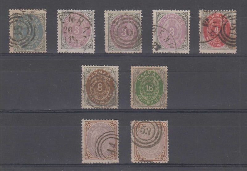 Denmark 1870 — Scott 16-20 & 24