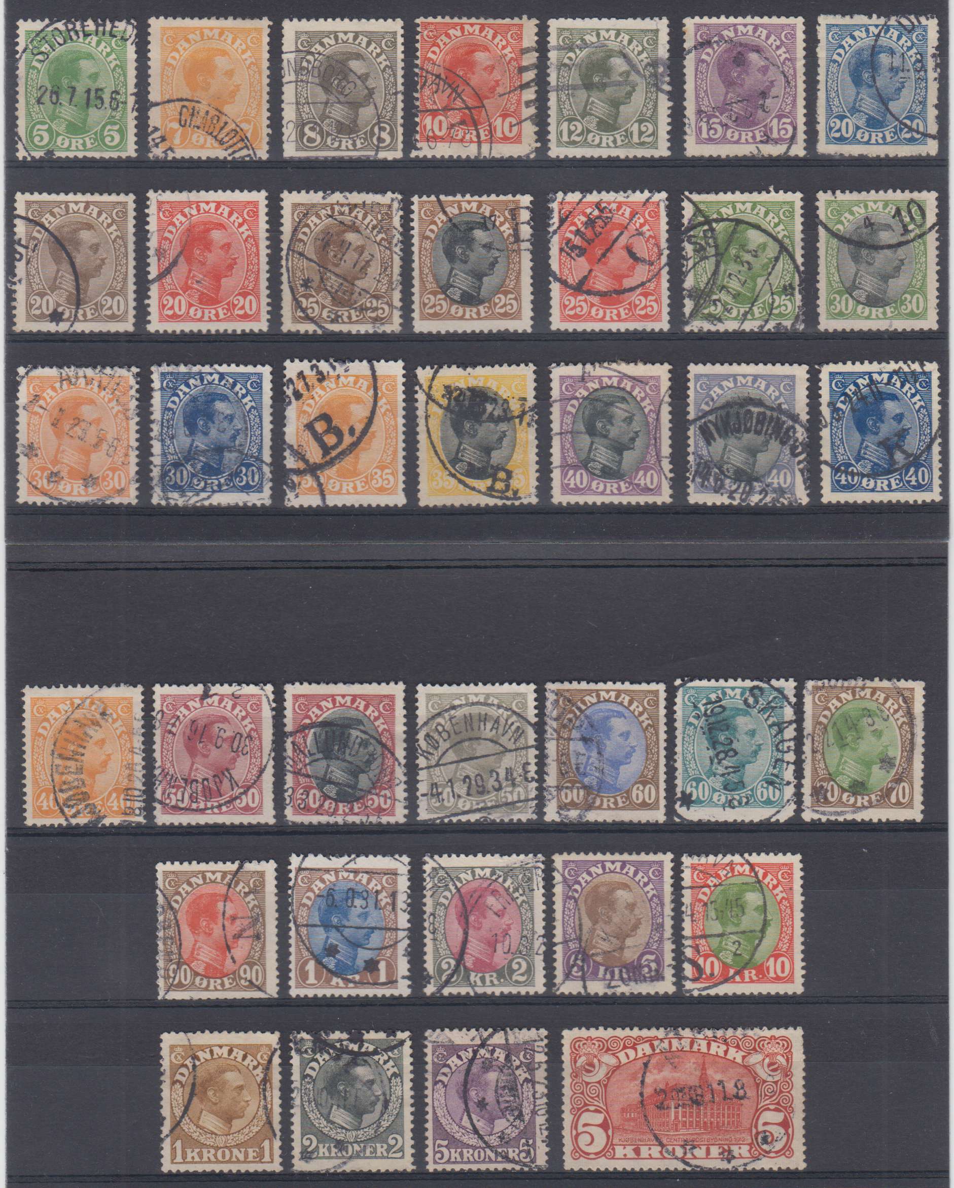 Denmark 1913 — Scott 97 thru 135 (not 110 & 126)