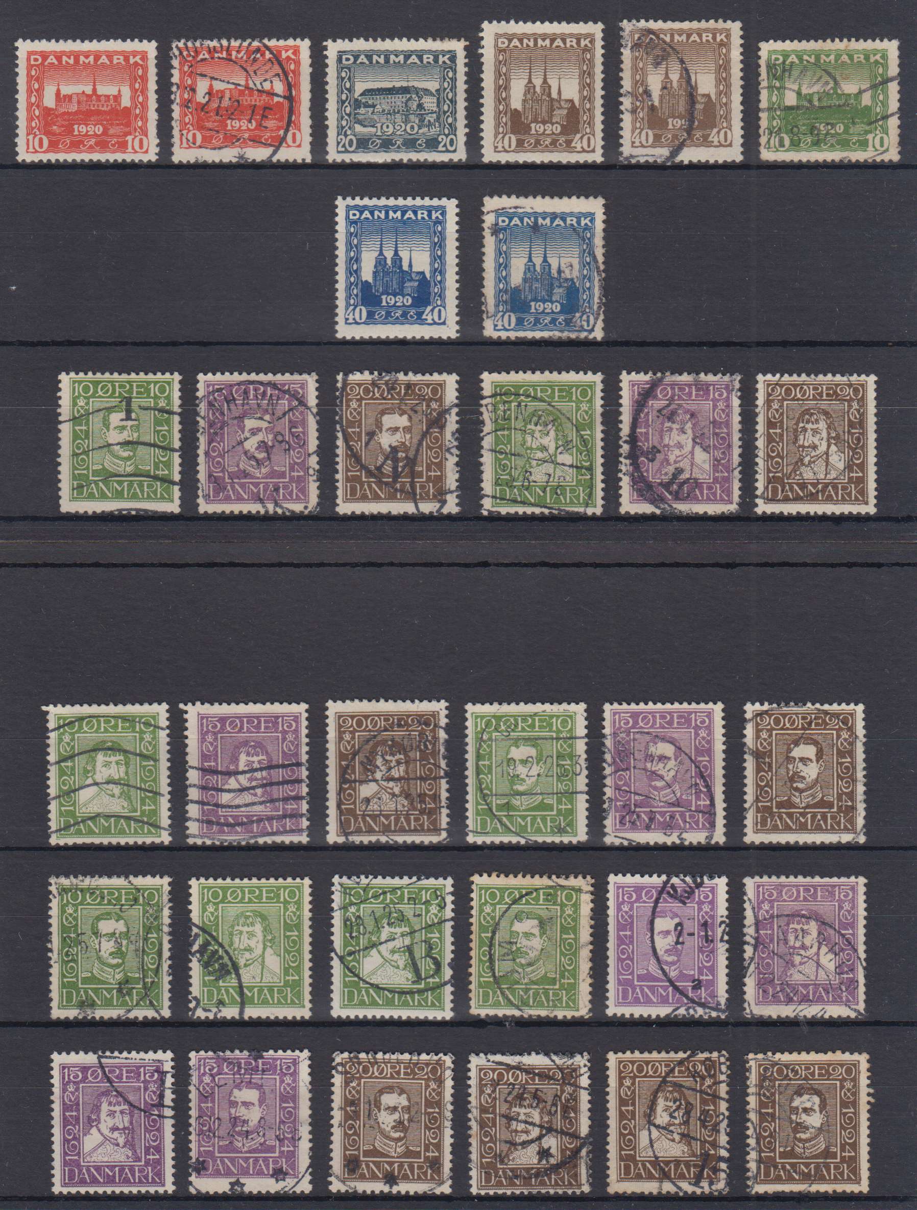 Denmark 1920 — Scott 156-160 & 164-175