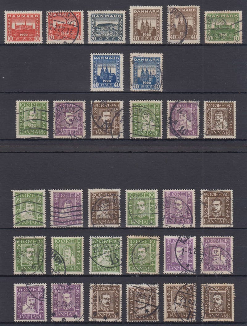 Denmark 1920 — Scott 156-160 & 164-175