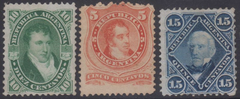 Argentina 1867 — Scott 18A & 20-21