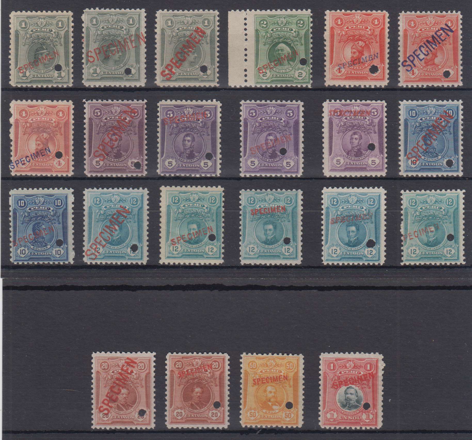 Peru 1909 — Scott 177-185