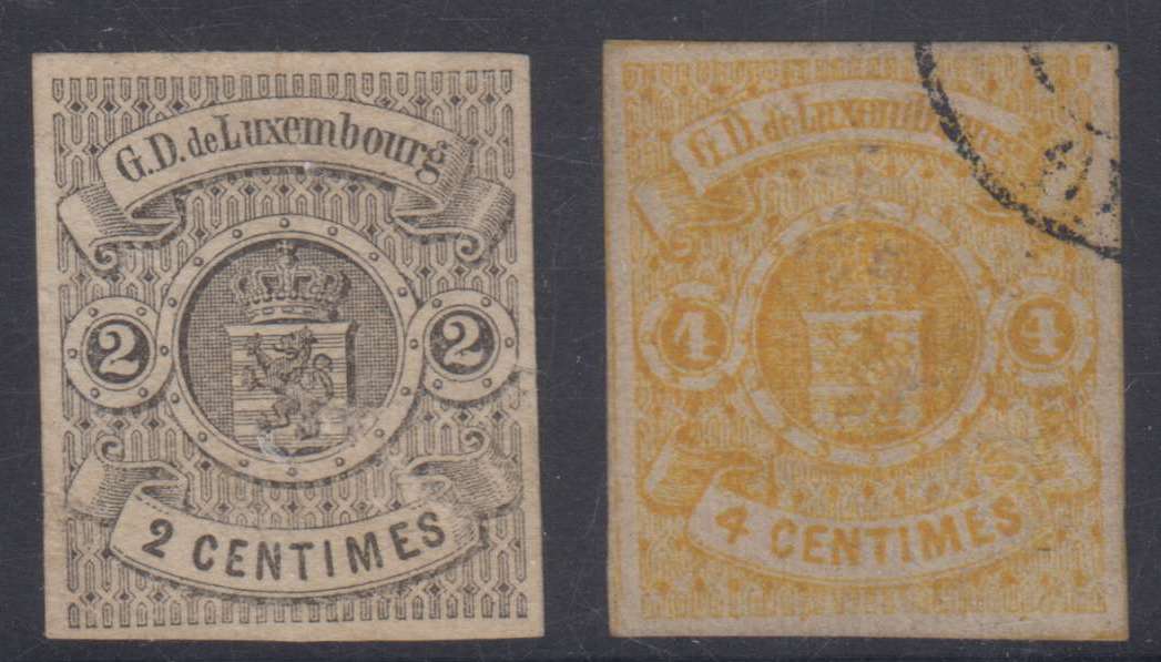 Luxembourg 1859 — Scott 5 & 6a (orange) Yvert 4-5