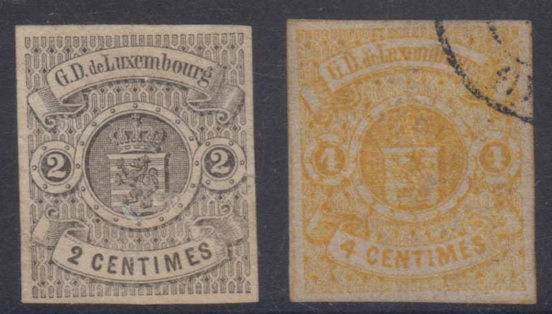 Luxembourg 1859 — Scott 5 & 6a (orange) Yvert 4-5