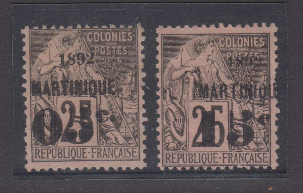France 1892 — Scott 29 & 30 the later with shifted surcharge