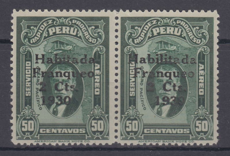 Peru 1930 — Scott 263 & 263a se-tenant in a pair
