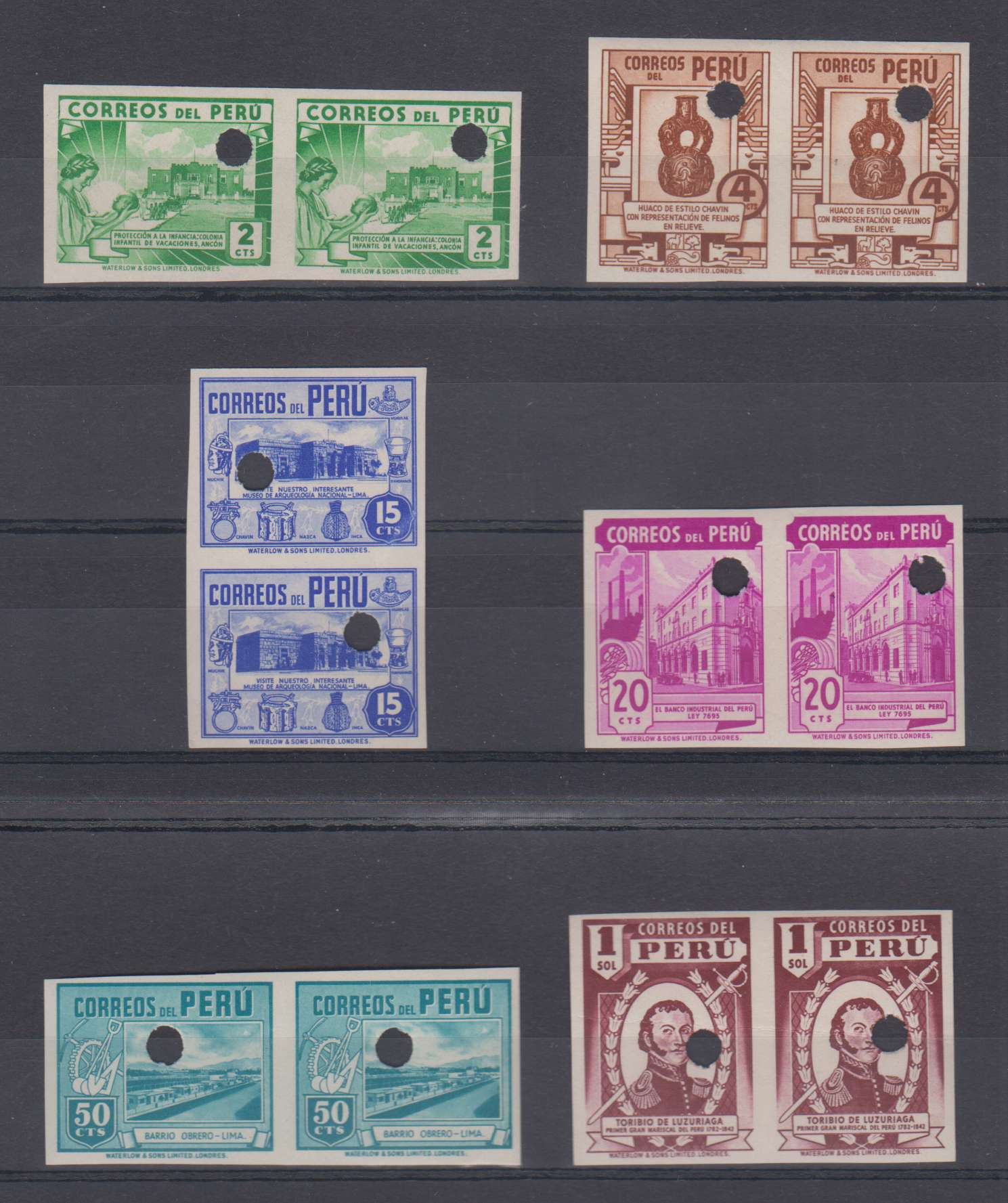 Peru 1938 — Scott 375-376 & 378-381