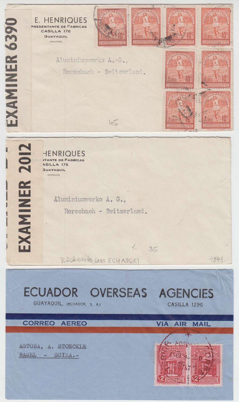 Ecuador 1909 — Better group of 11 covers to Belgium, USA & Switzerland with printed matter, censored…