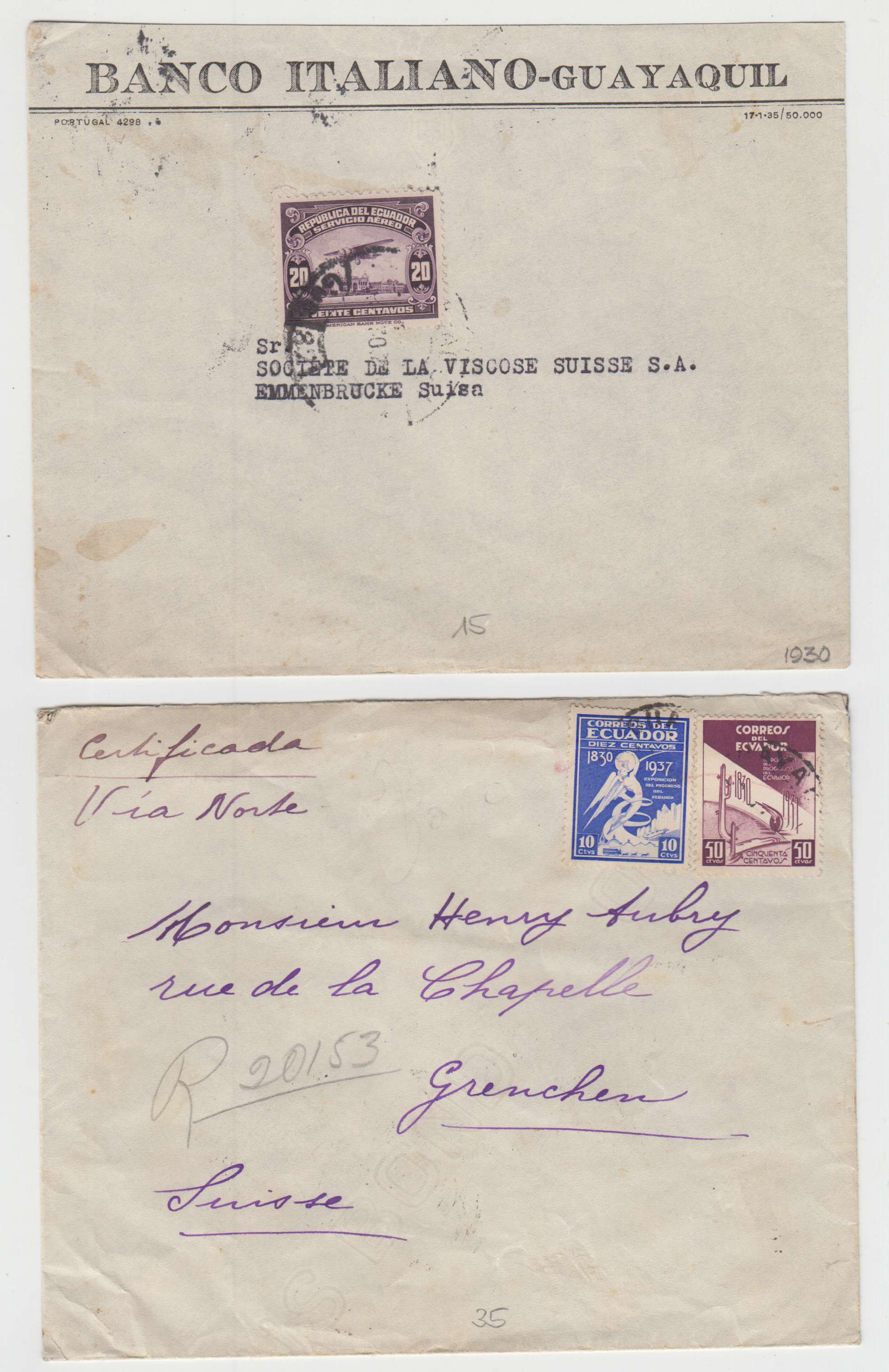 Ecuador 1909 — Better group of 11 covers to Belgium, USA & Switzerland with printed matter, censored,…