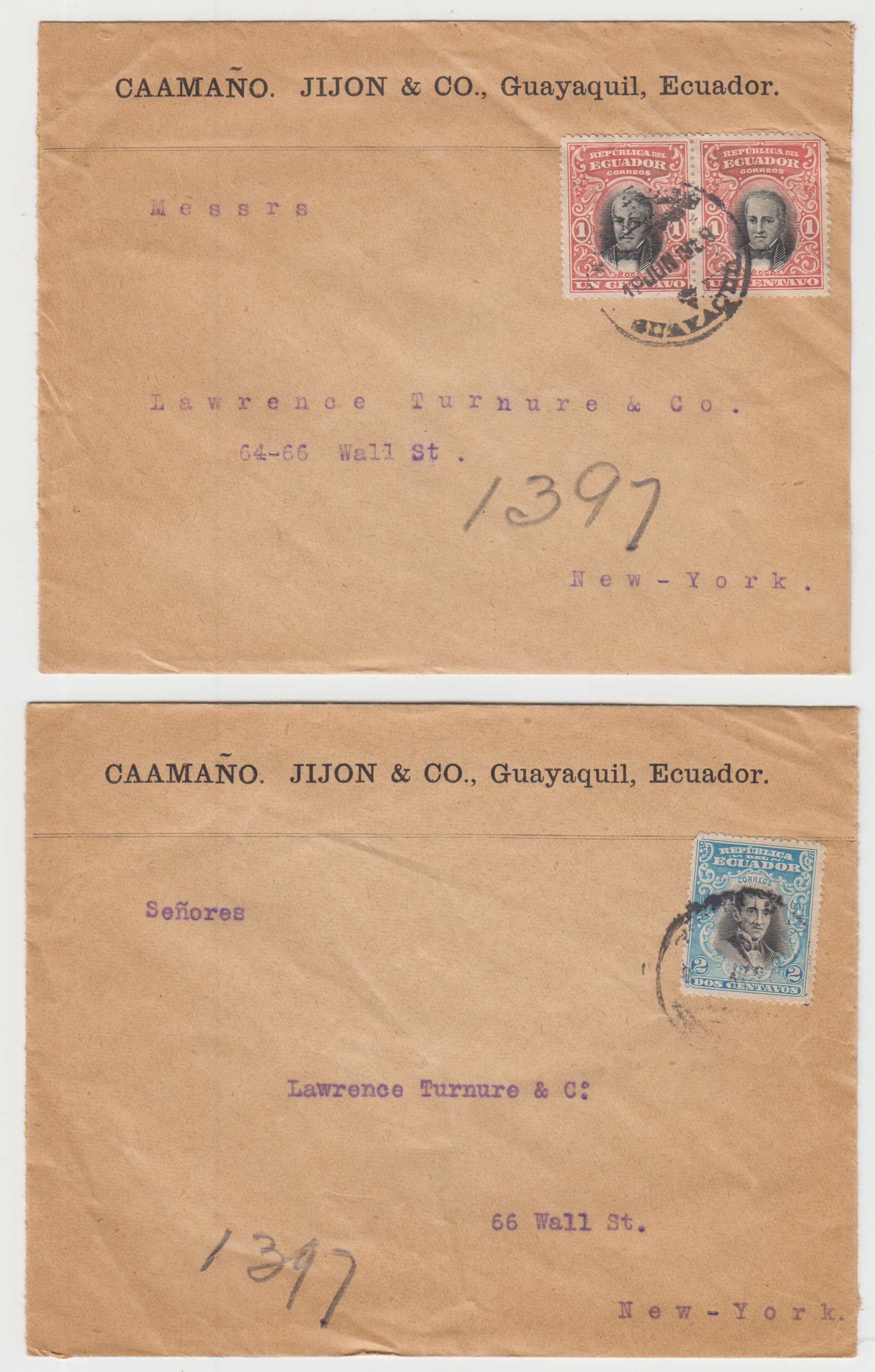 Ecuador 1909 — Better group of 11 covers to Belgium, USA & Switzerland with printed matter, censored,…
