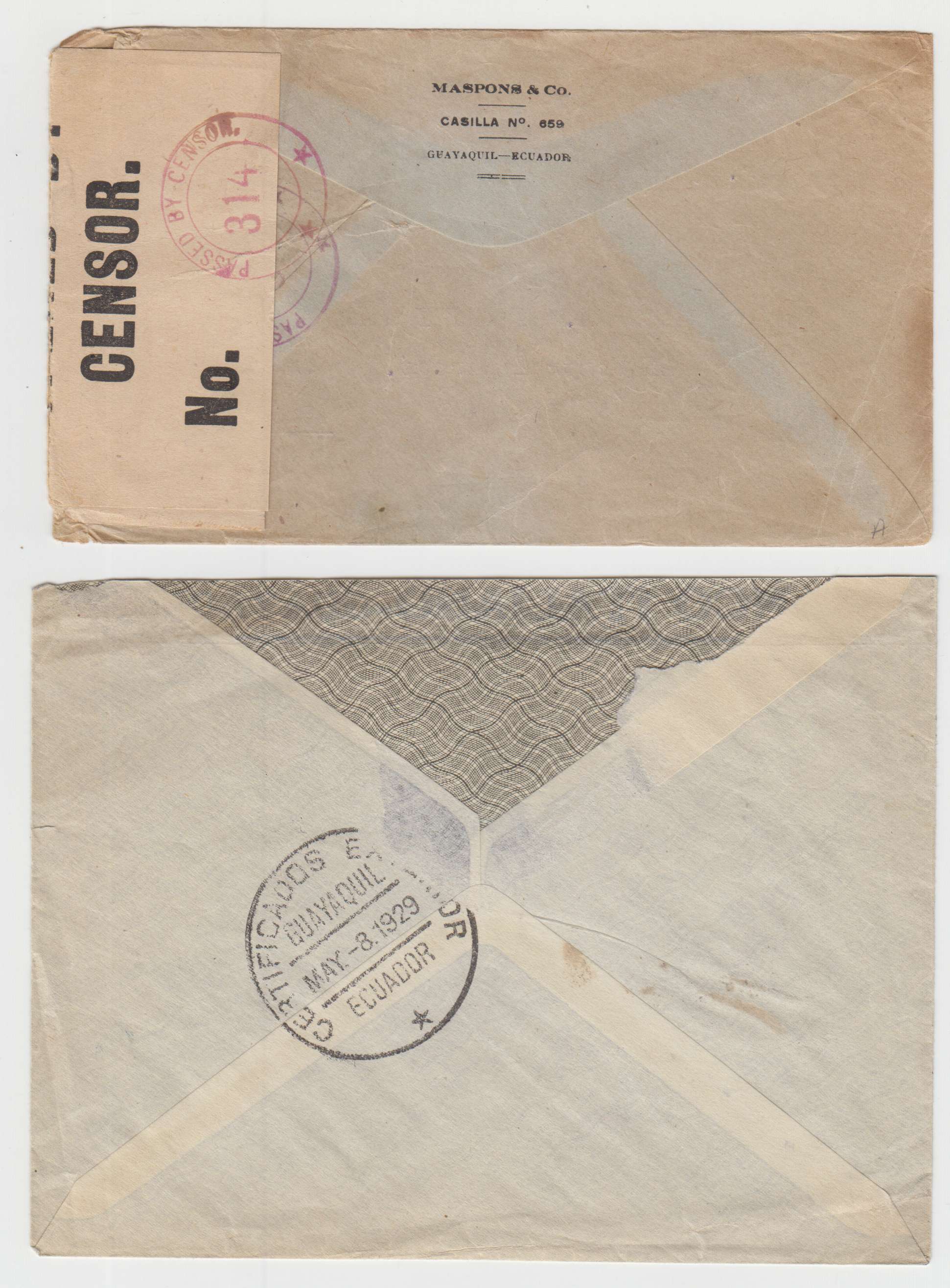 Ecuador 1909 — Better group of 11 covers to Belgium, USA & Switzerland with printed matter, censored,…