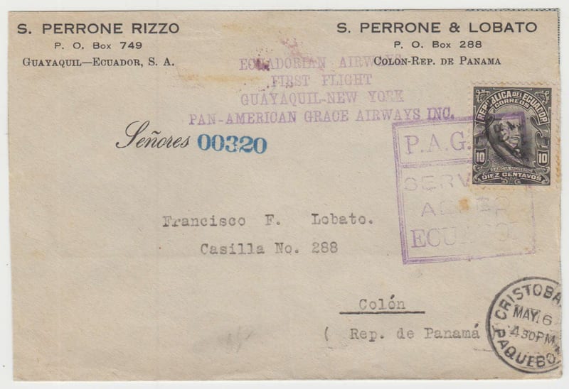 Ecuador 1929 — Envelope from Guayaquil to Colon, Panama
