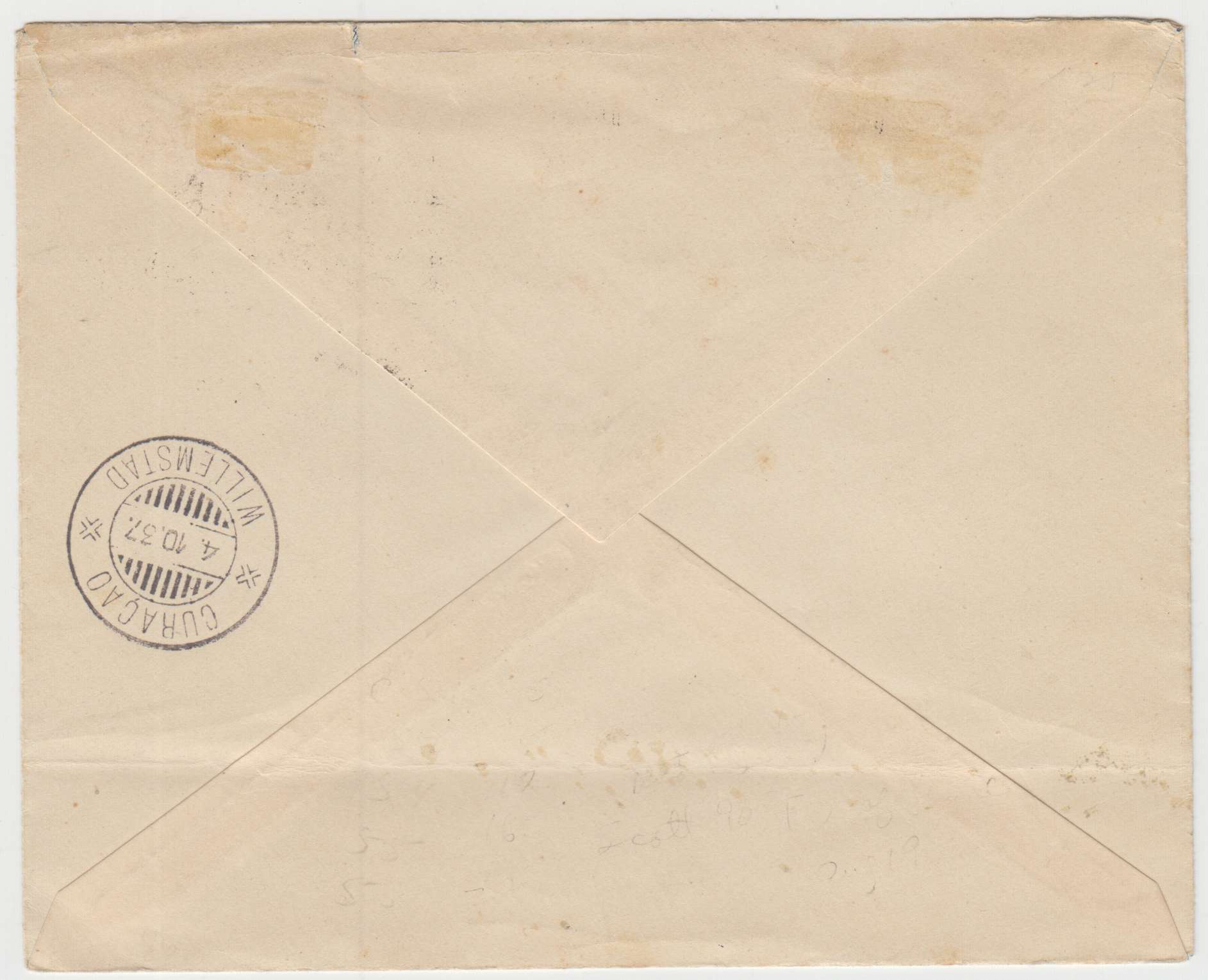 Ecuador 1937 — Registered envelope, Air Mail Service, addressed to Curacao