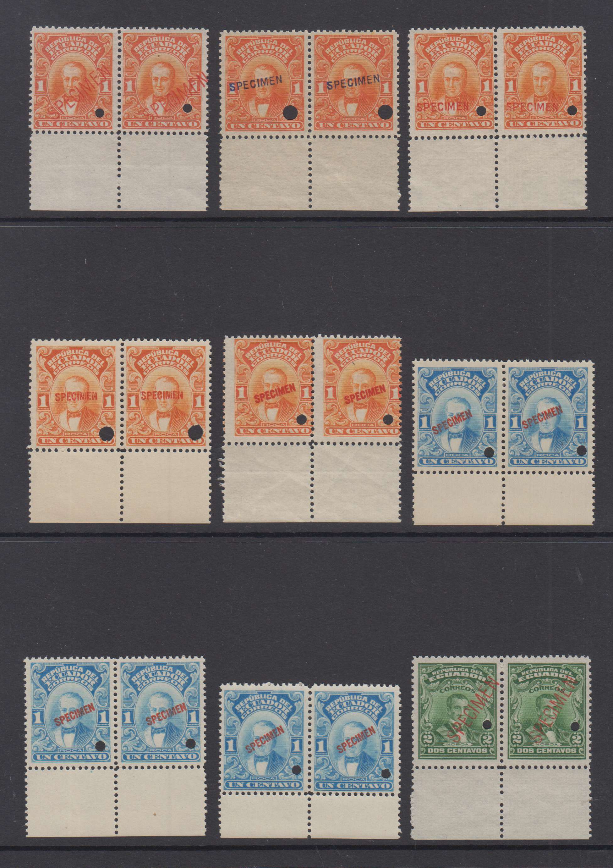 Ecuador 1911 — Sc199 thru 215 top value, not complete