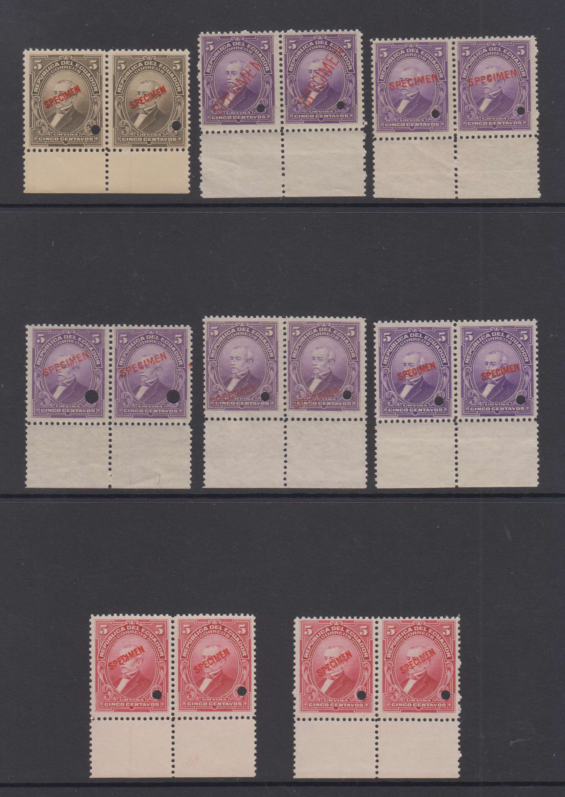 Ecuador 1911 — Sc199 thru 215 top value, not complete