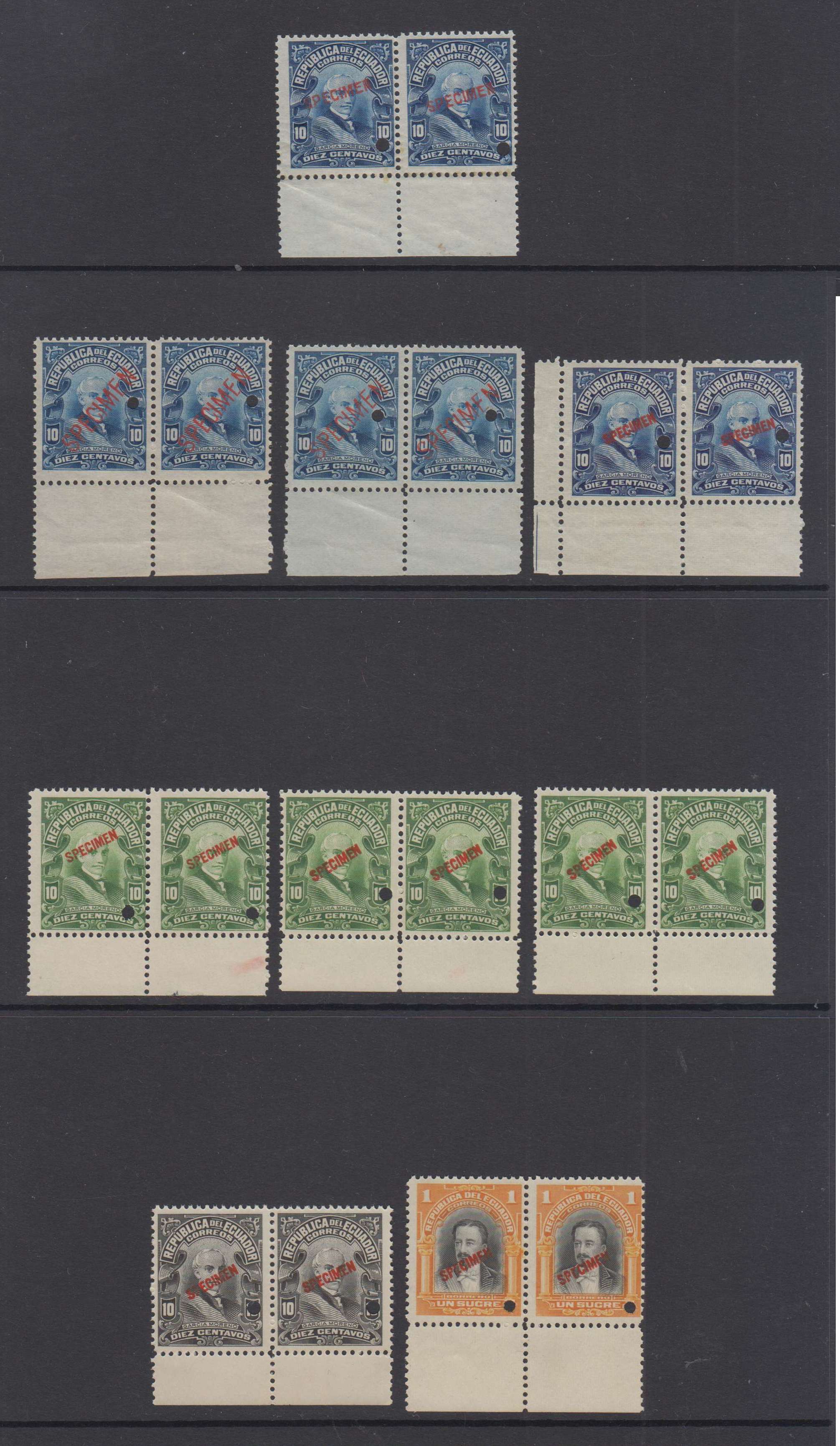 Ecuador 1911 — Sc199 thru 215 top value, not complete