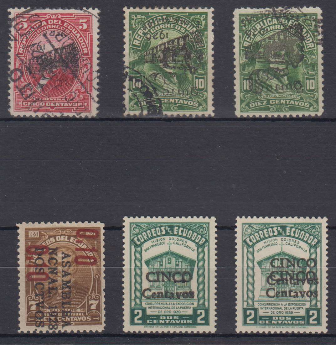 Ecuador 1926 — Scott 264, 265 (2x), 292a & 436a (2x)