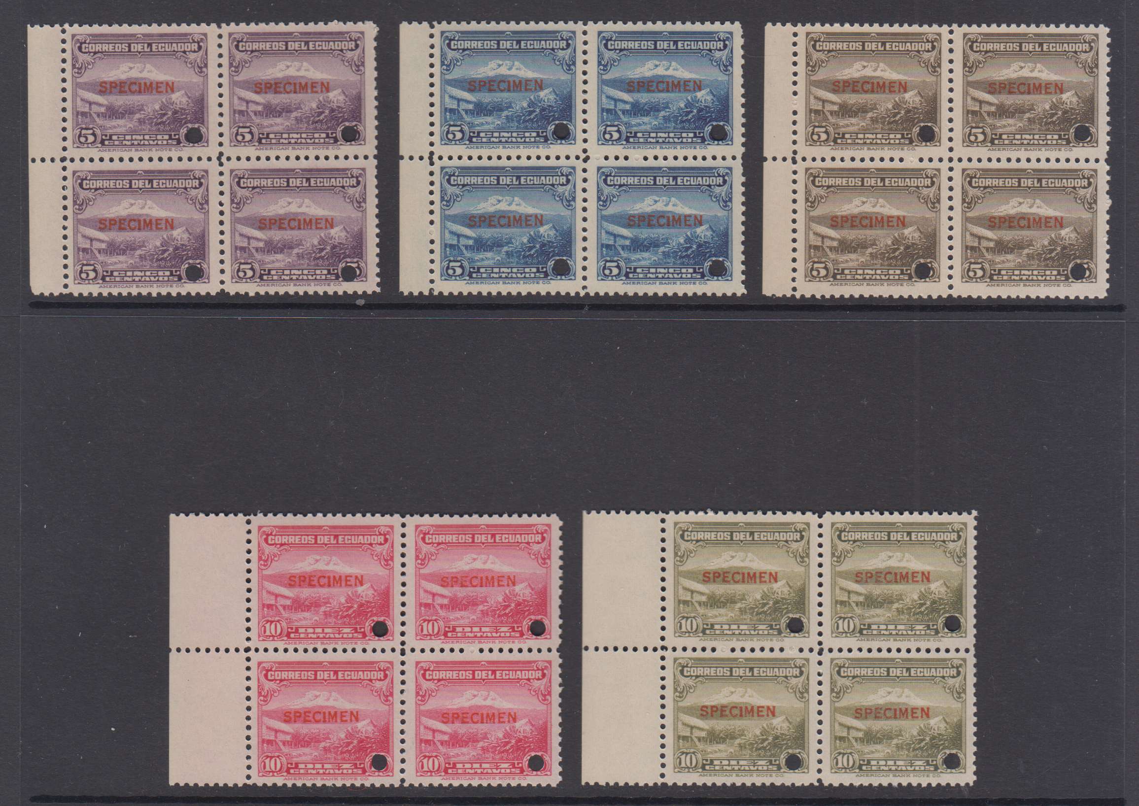 Ecuador 1934 — Scott 321-329A (no 323A)