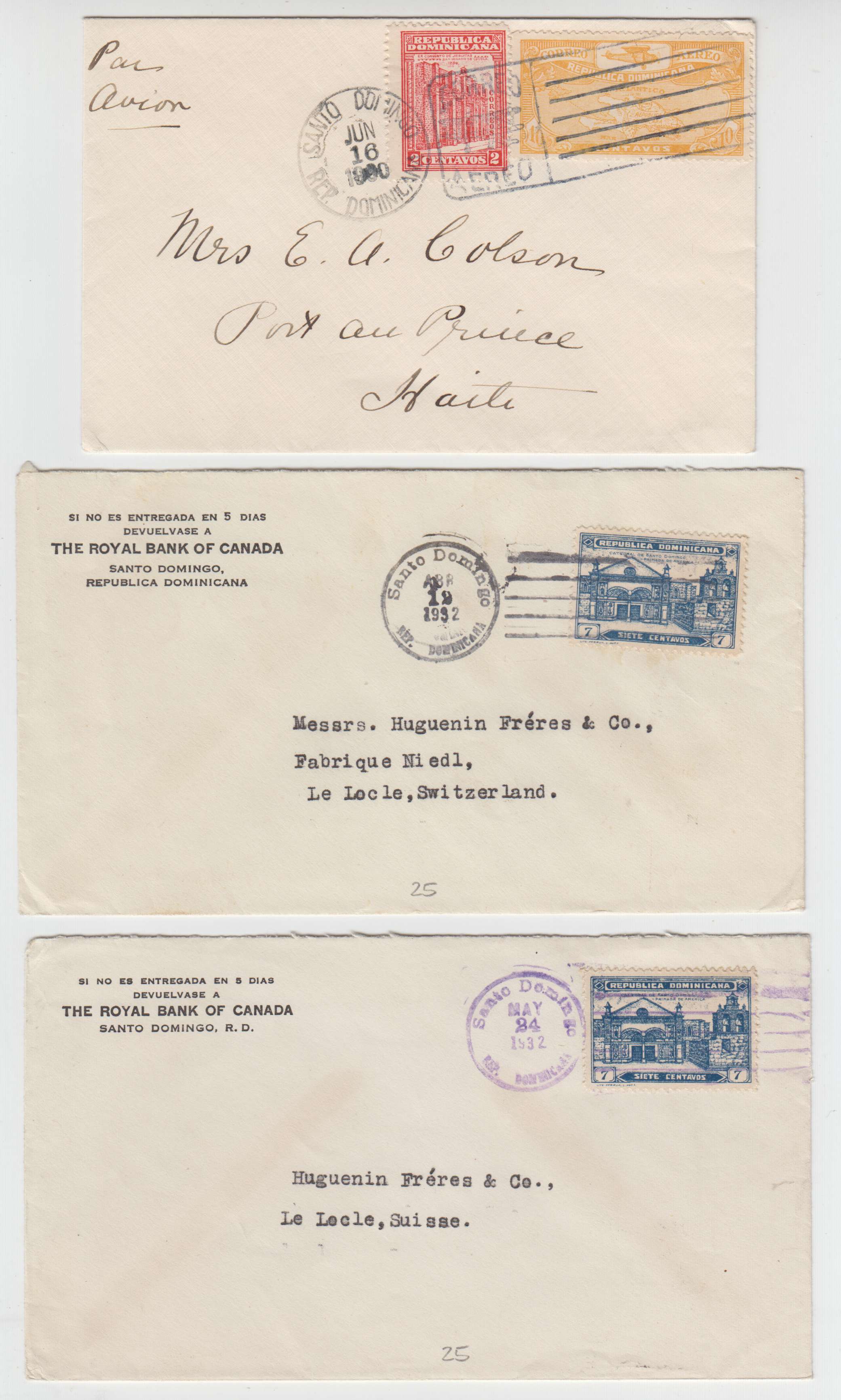 Dominican Republic 1930 — Collection of 11 air or surface covers to Haiti, Switzerland or Argentina with better