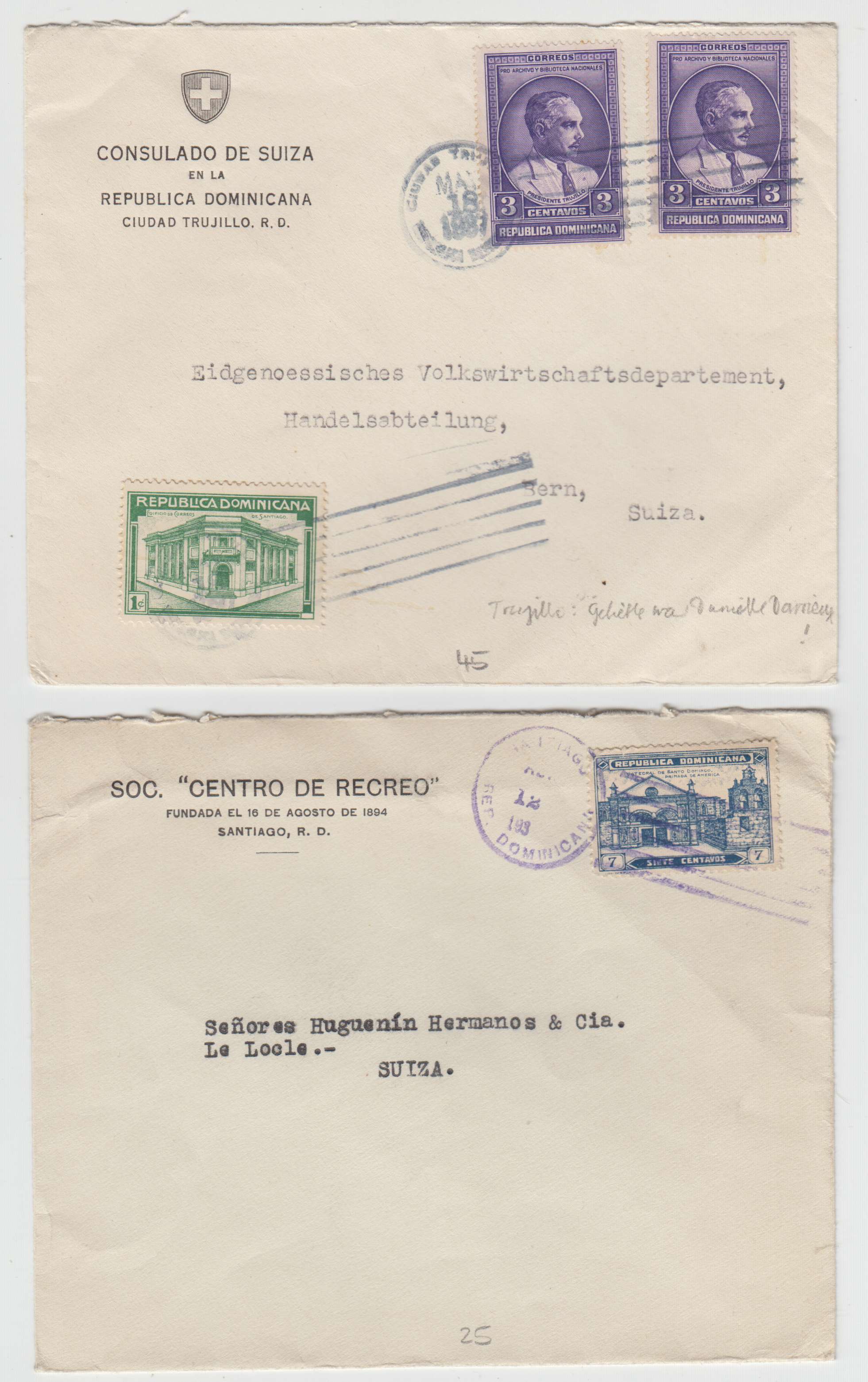 Dominican Republic 1930 — Collection of 11 air or surface covers to Haiti, Switzerland or Argentina with better