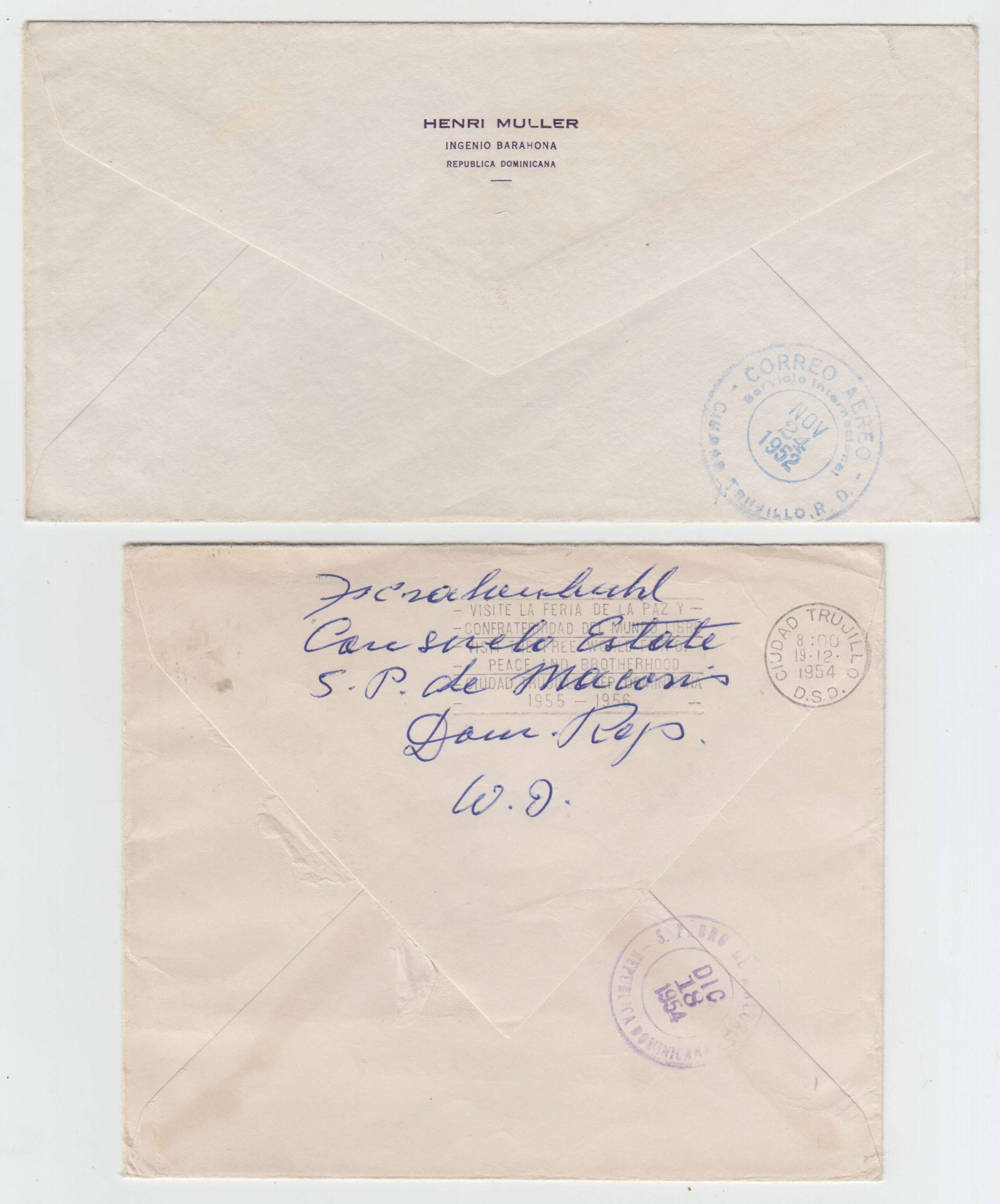 Dominican Republic 1952 — Selection of 11 airmail covers to New York or Switzerland (one unadressed)