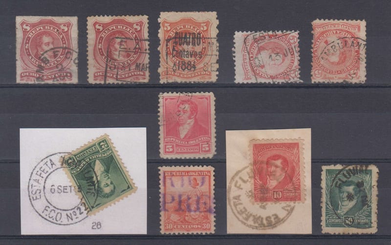 Argentina 1876 — Railroad & Fluvial, River Mail Cancels