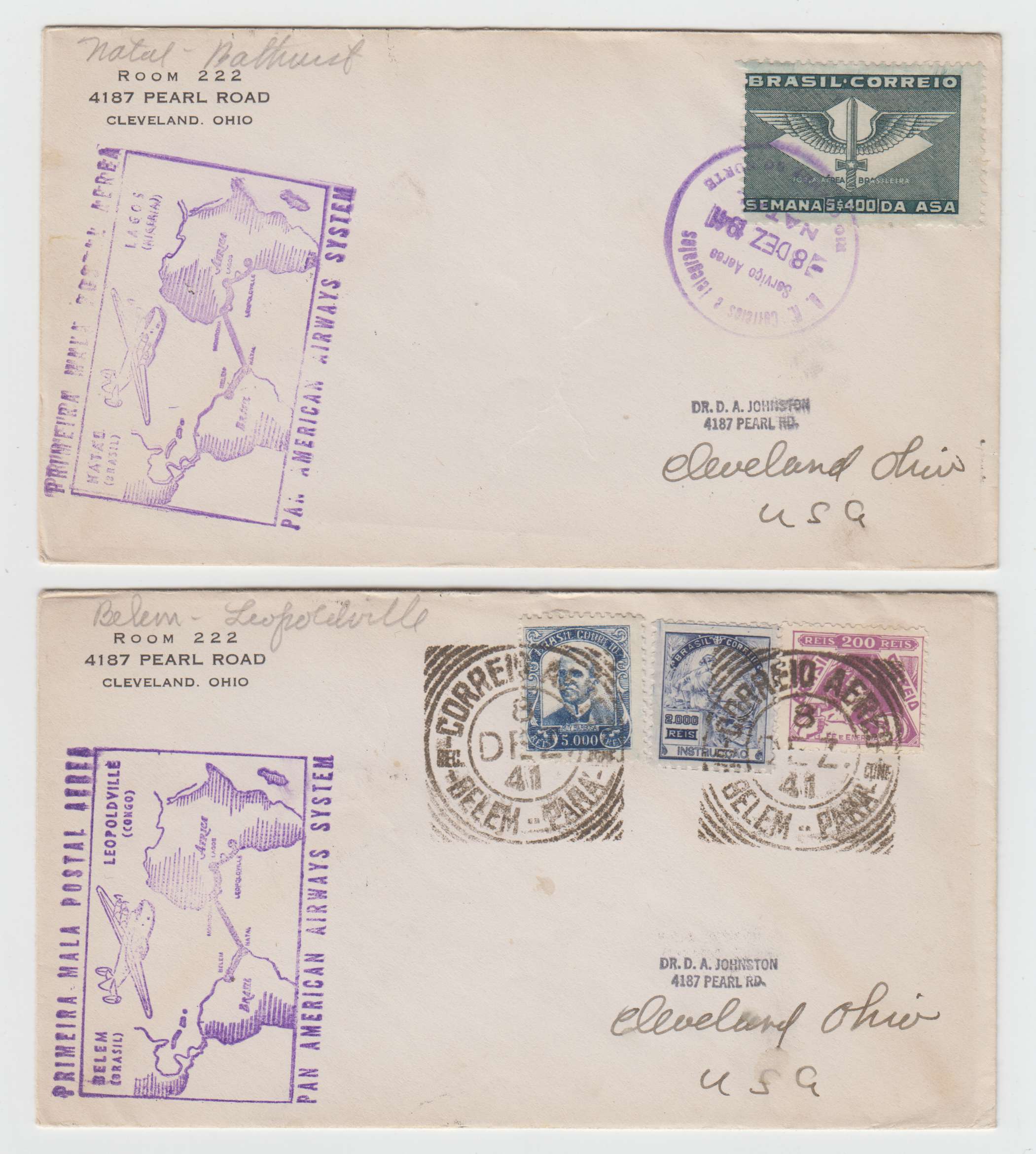 Brazil 1937 — Group of 5 FF covers