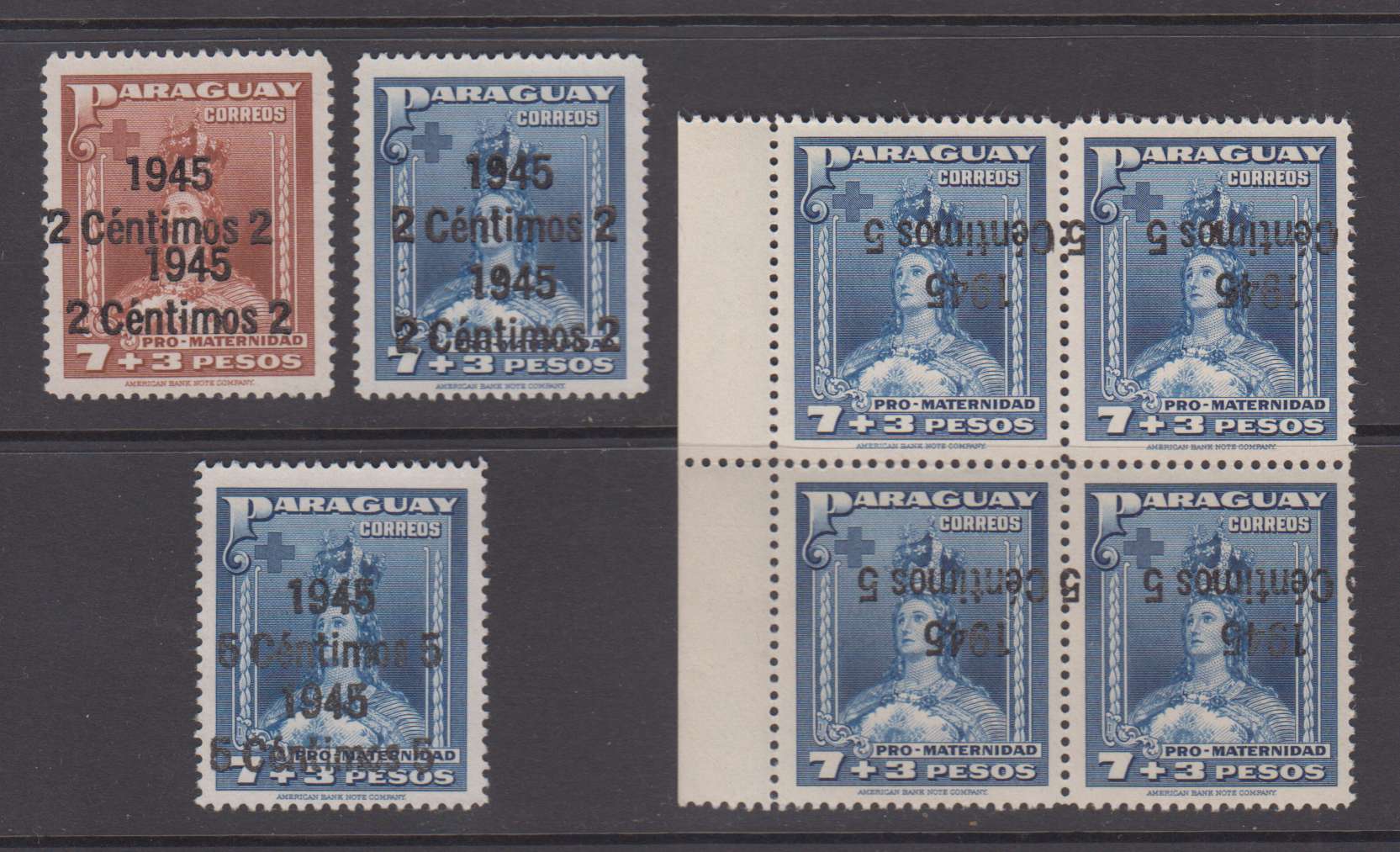 Paraguay 1945 — Scott 419, 422 & 426