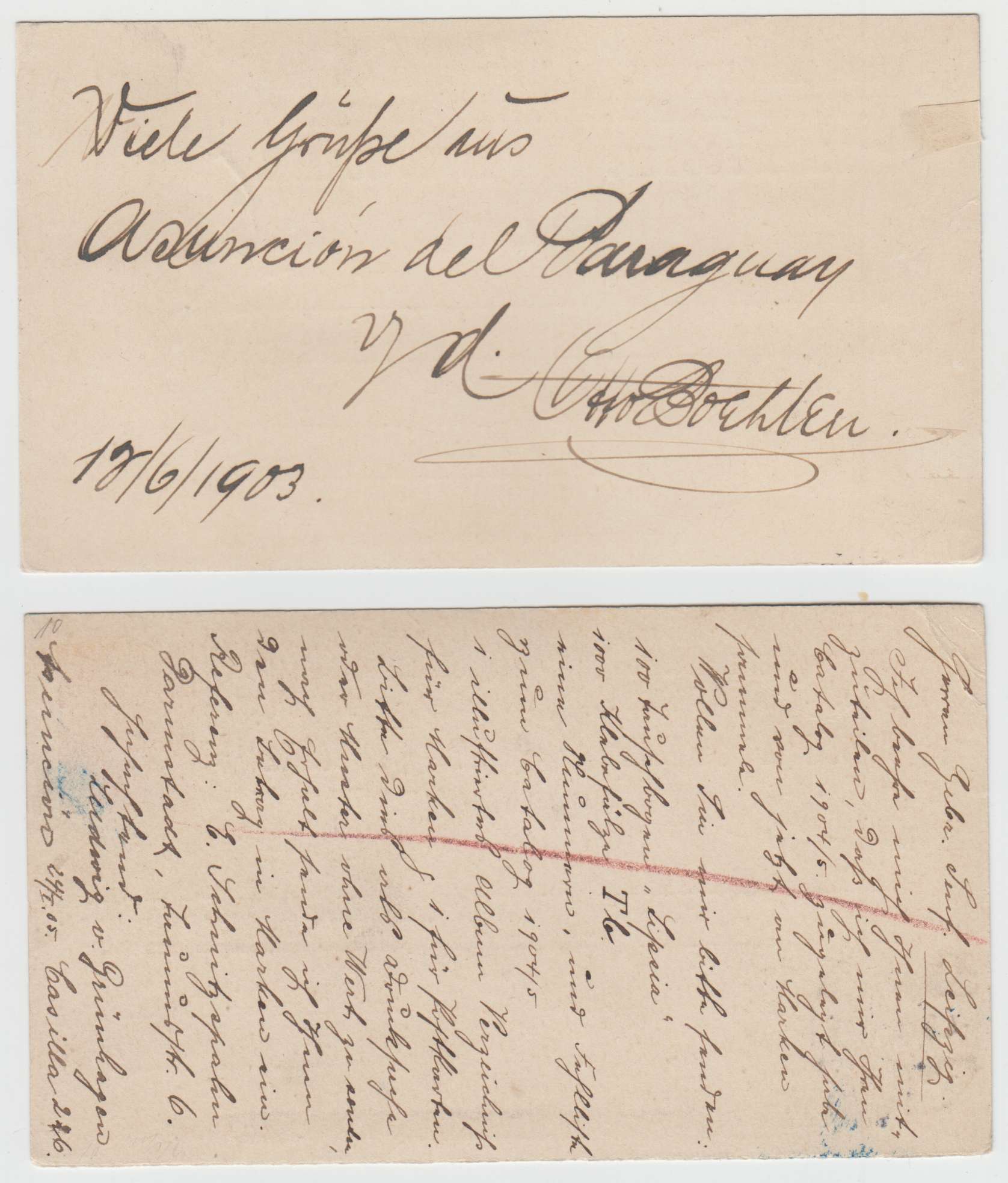 Paraguay 1903 — 2 cents + Scott 77-79 Asunciòn to Berne, Switzerland and 4 cents card + Scott 86-87 with…