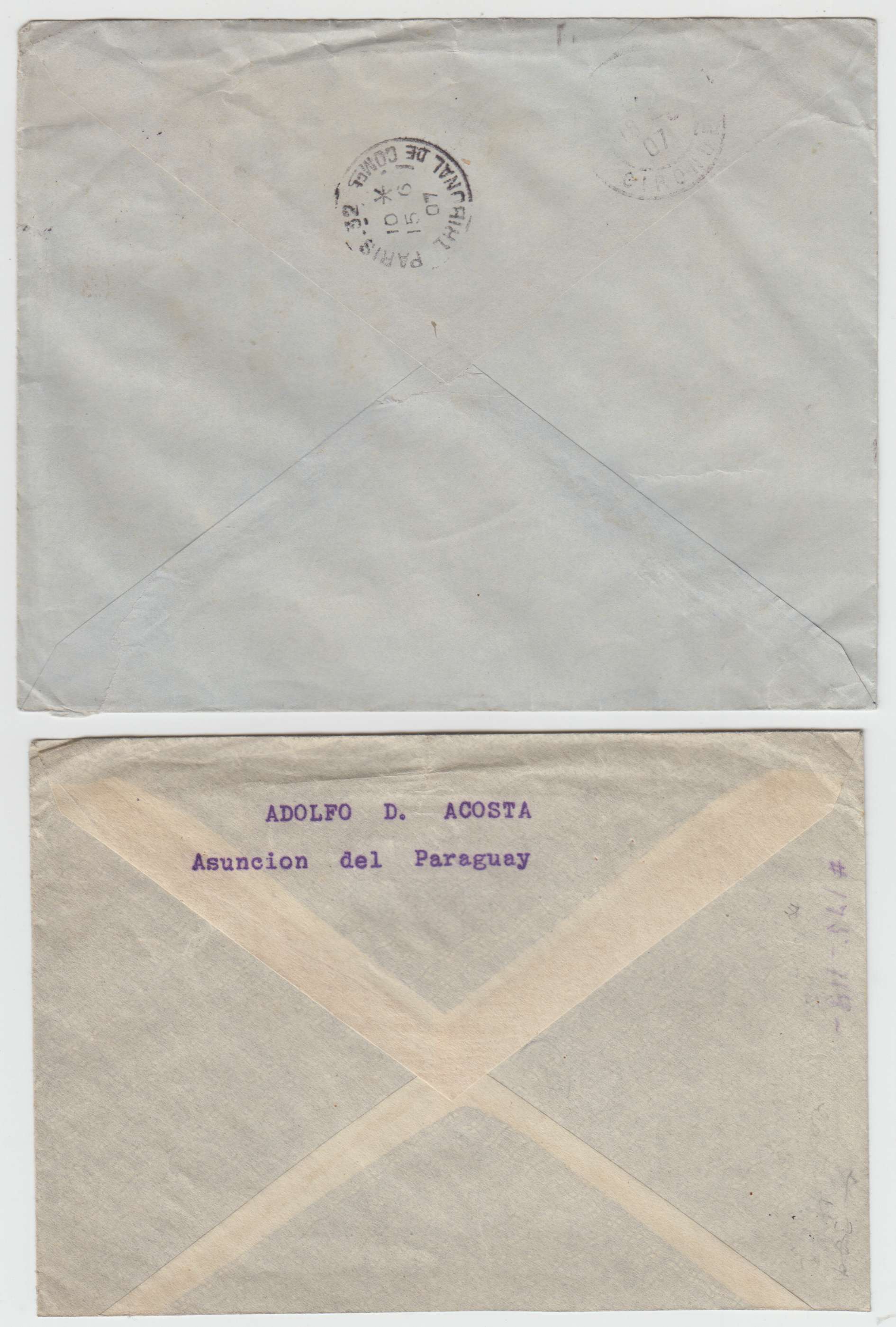 Paraguay 1907 — Two covers & a wrapper including Scott 99, 101 & 109 Asuncion to Bordeaux, France