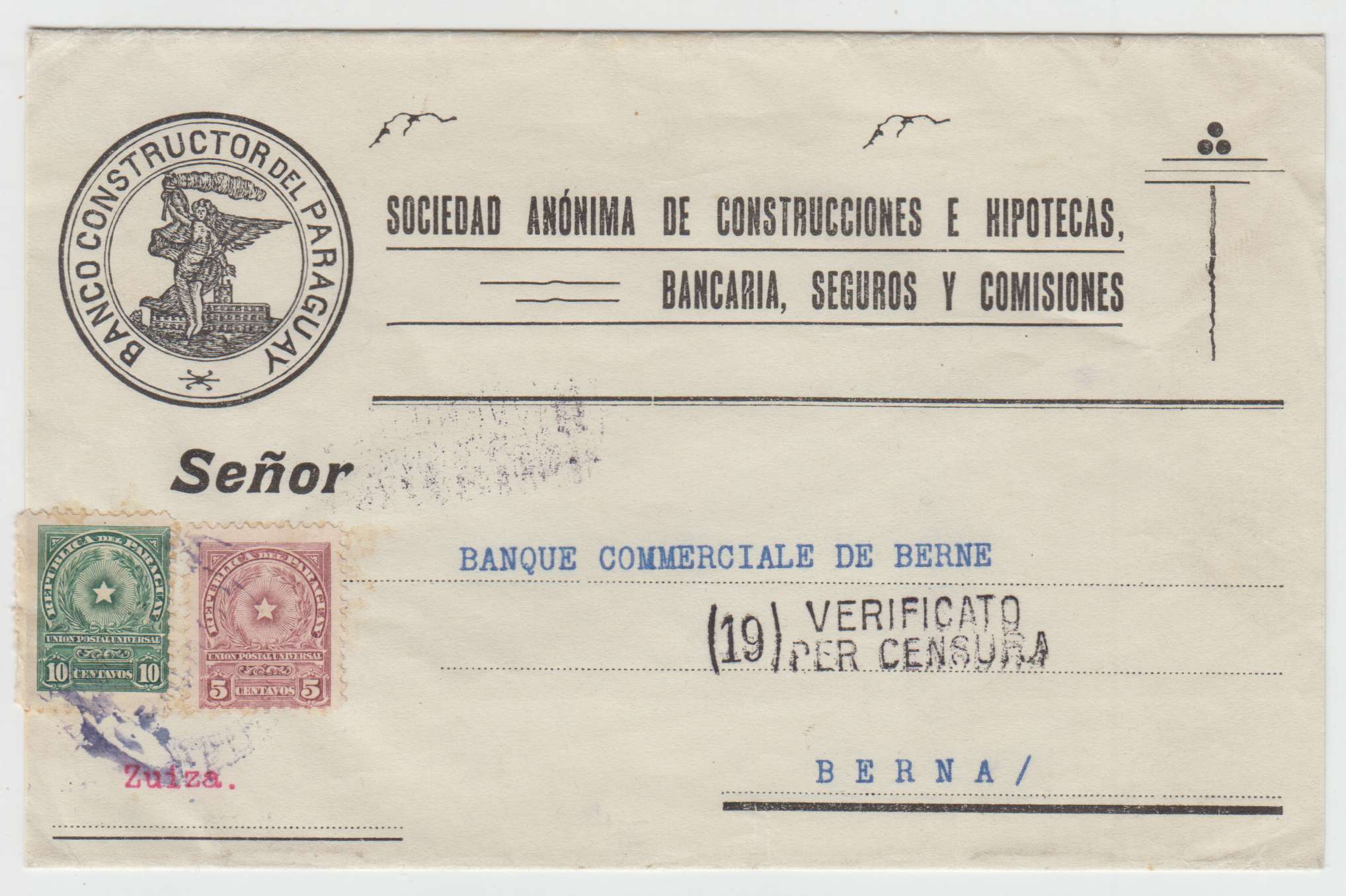 Paraguay 1907 — Two covers & a wrapper including Scott 99, 101 & 109 Asuncion to Bordeaux, France