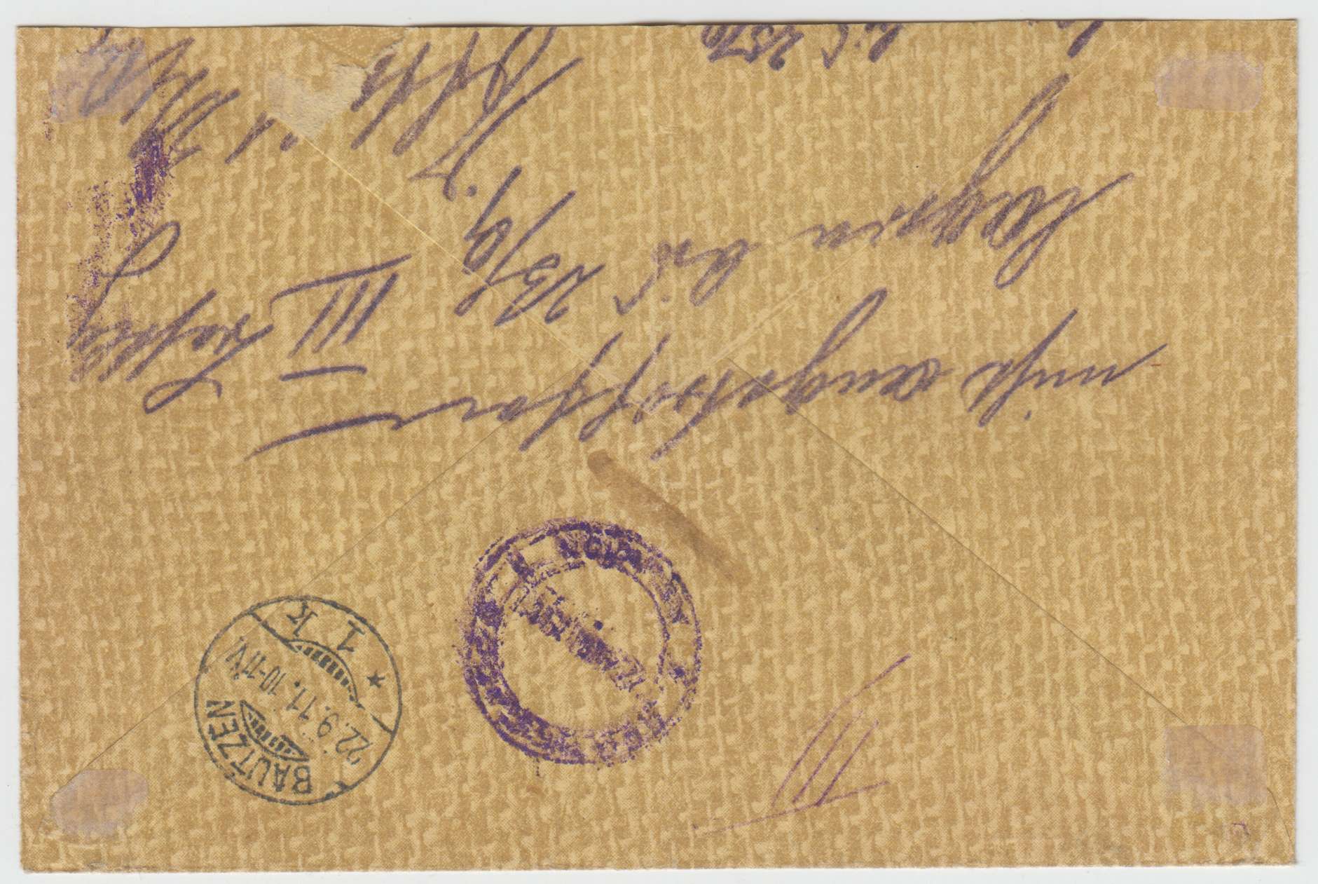 Paraguay 1911 — Superbe R-cover with Scott 200 pair, top value tried by pen "R.C