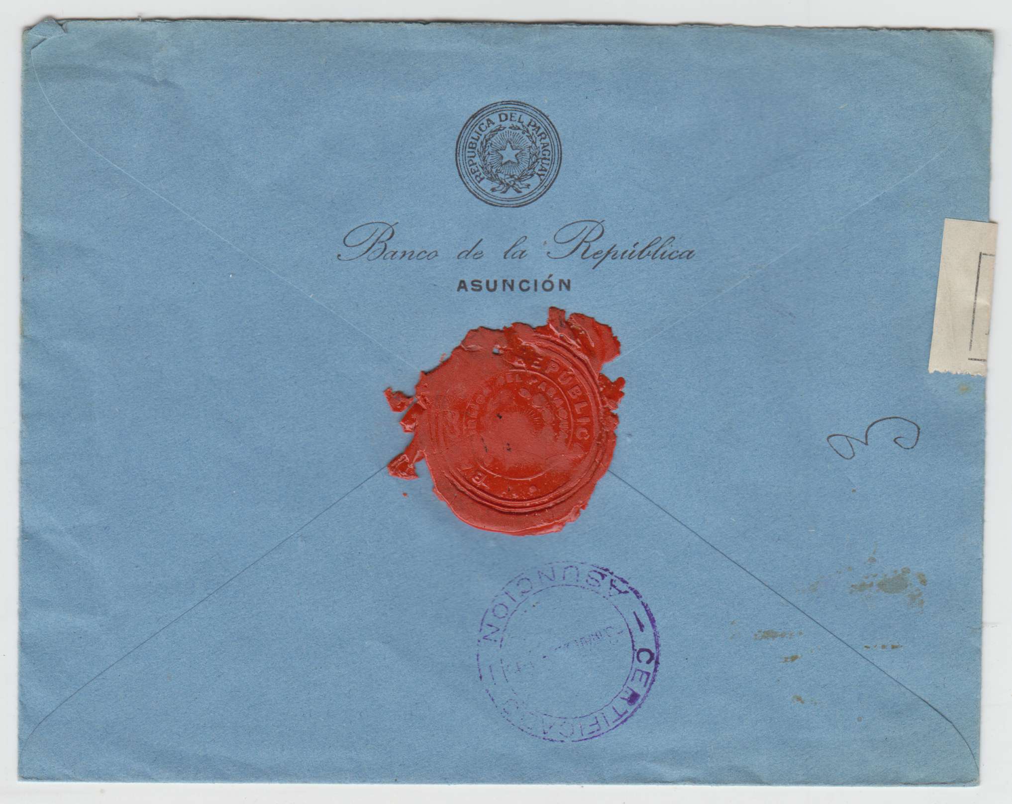 Paraguay 1922 — Scott 236 pair, top value on R-cover