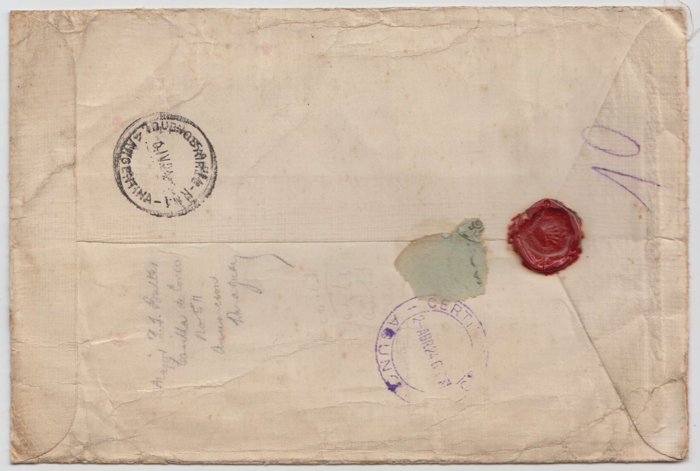 Paraguay 1924 — Superbe R-cover to New Zealand with Scott L2, six singles tied by Sapucay cds' with…