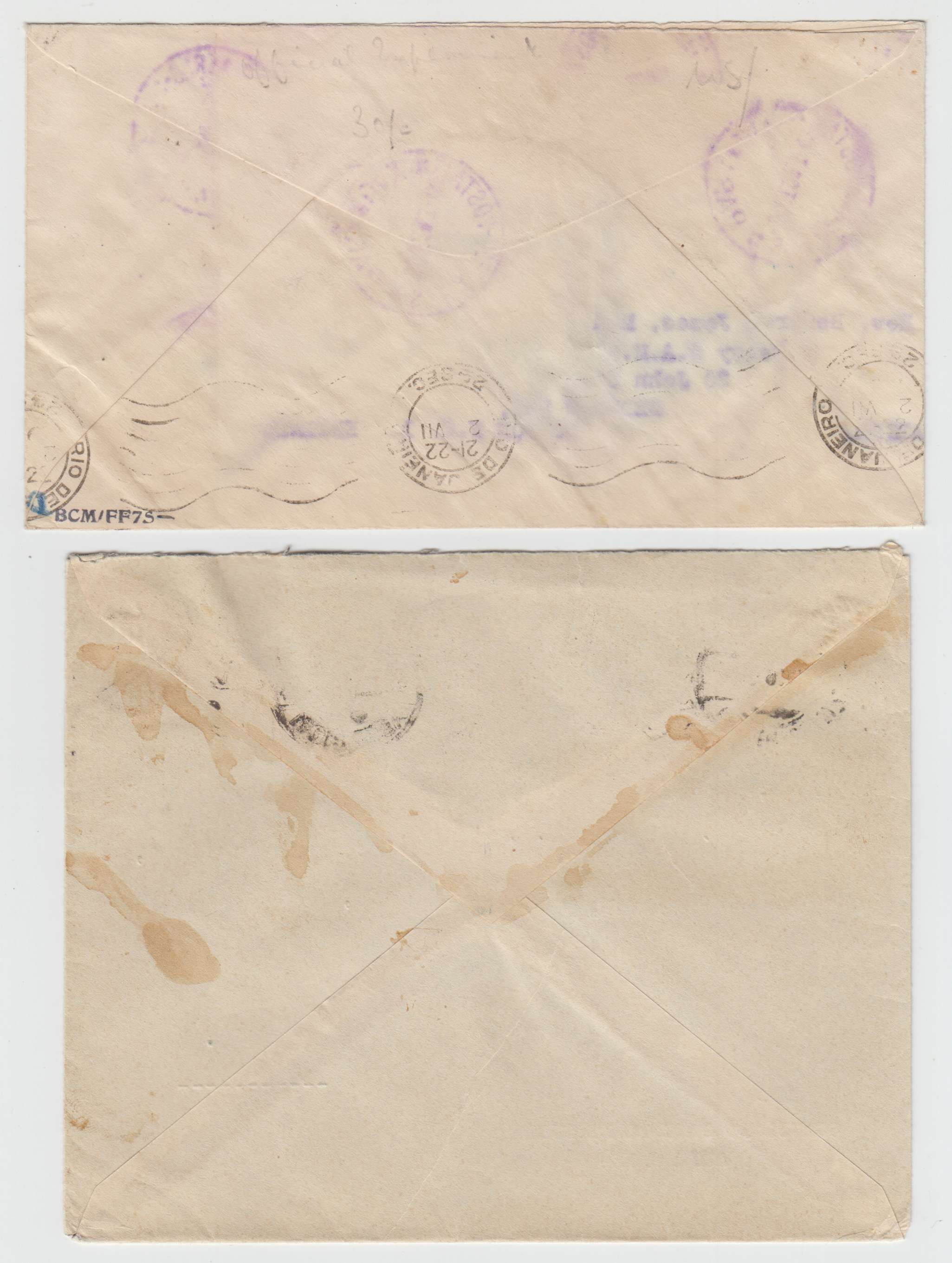 Paraguay 1936 — Four covers including First experimental Flight Montevideo - Rio de Janeiro by Doolitle…