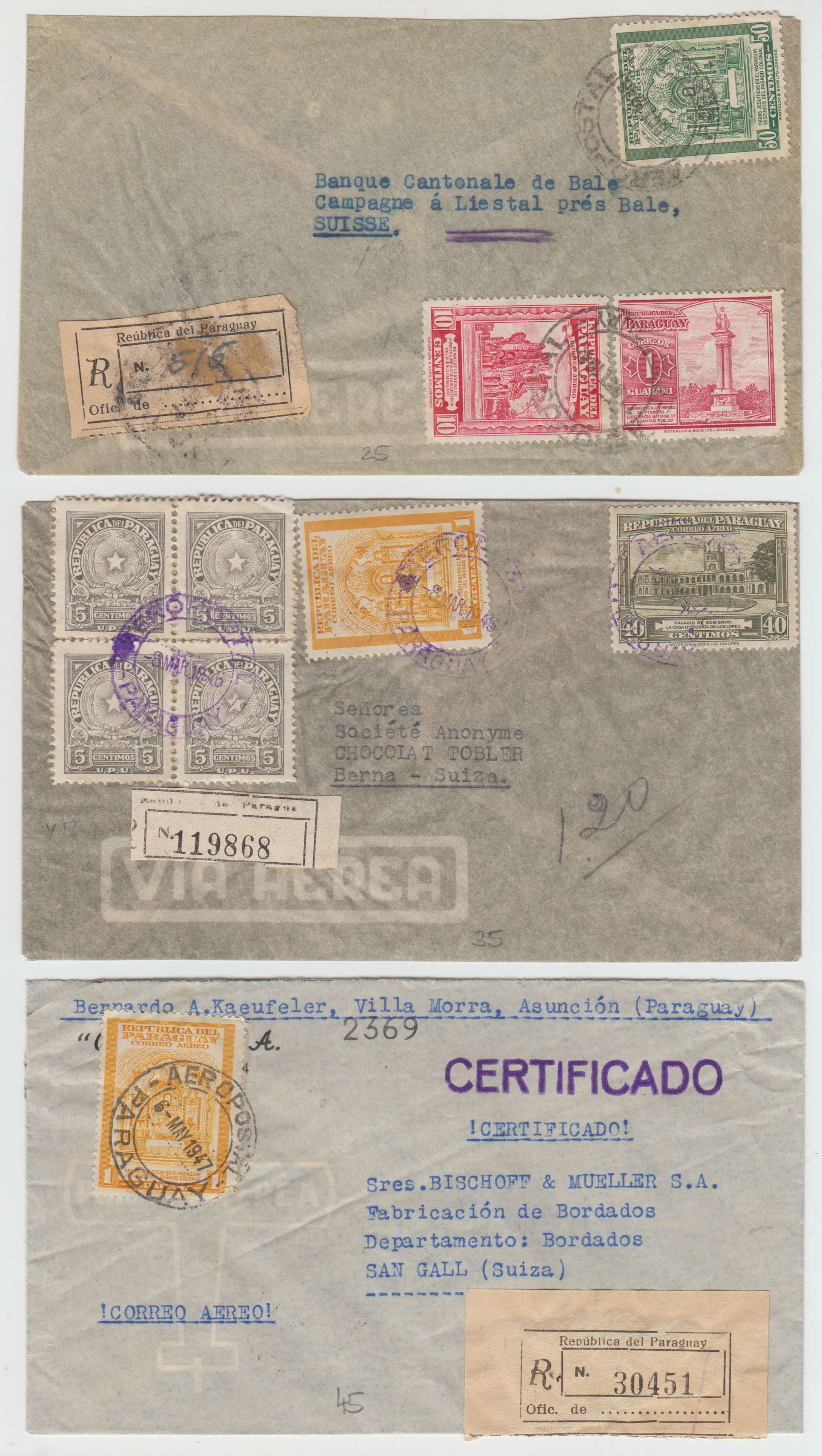 Paraguay 1945 — Defins 1944-46 issues