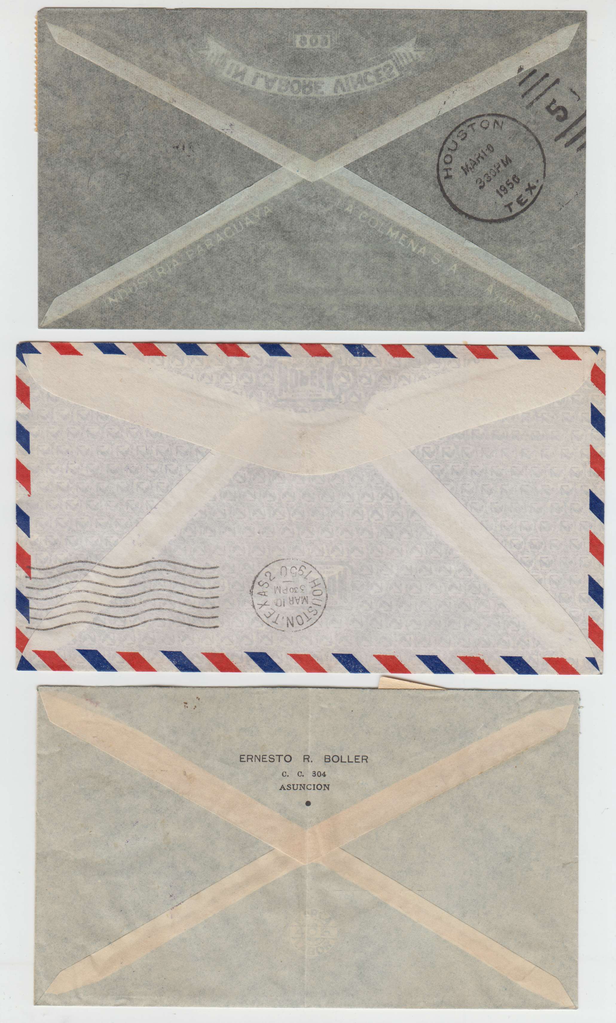 Paraguay 1948 — Archbishop of Asuncion issue on 9 covers including two Ff's to La Paz & Houston, Tx by…