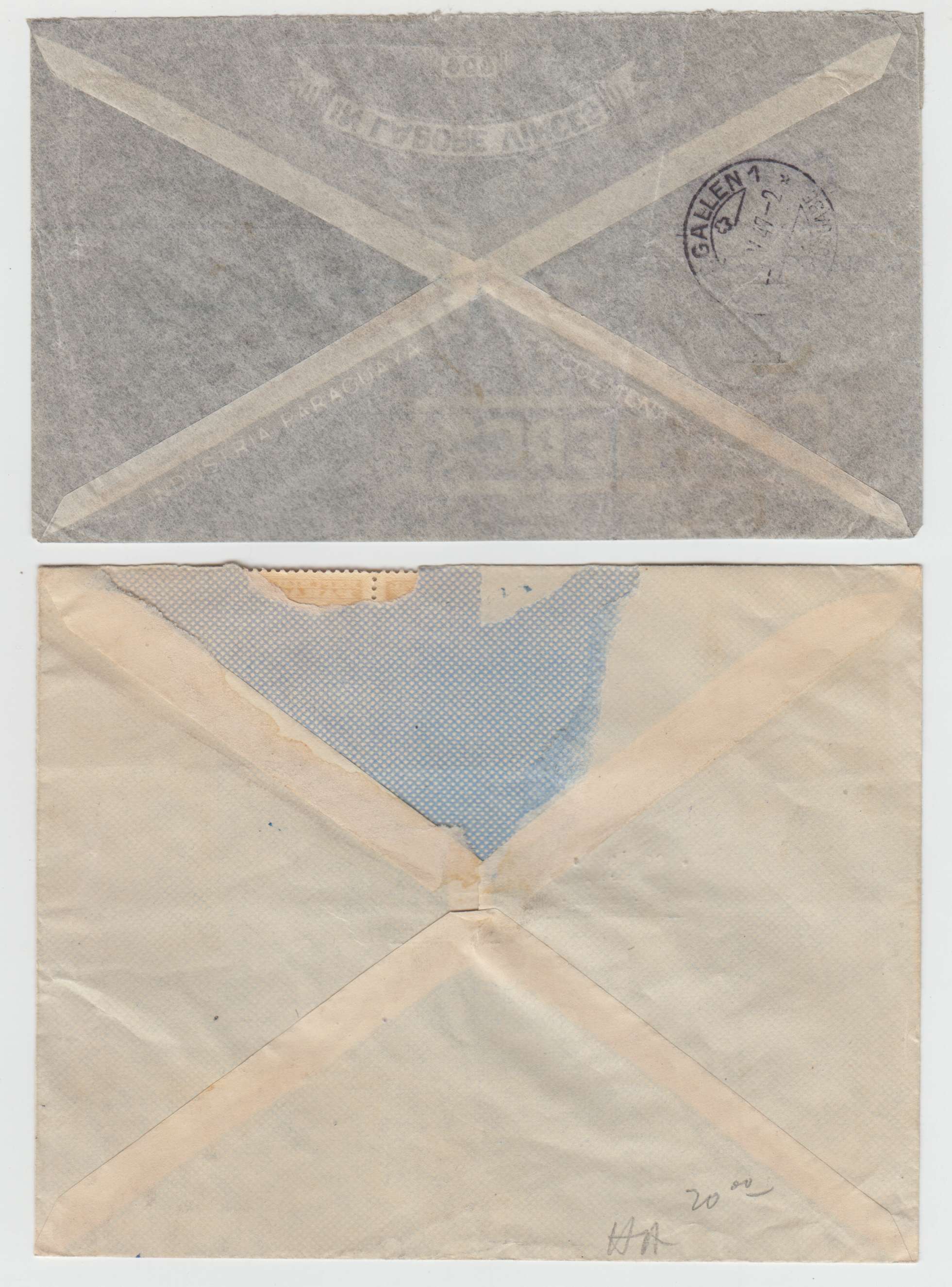 Paraguay 1948 — Archbishop of Asuncion issue on 9 covers including two Ff's to La Paz & Houston, Tx by…