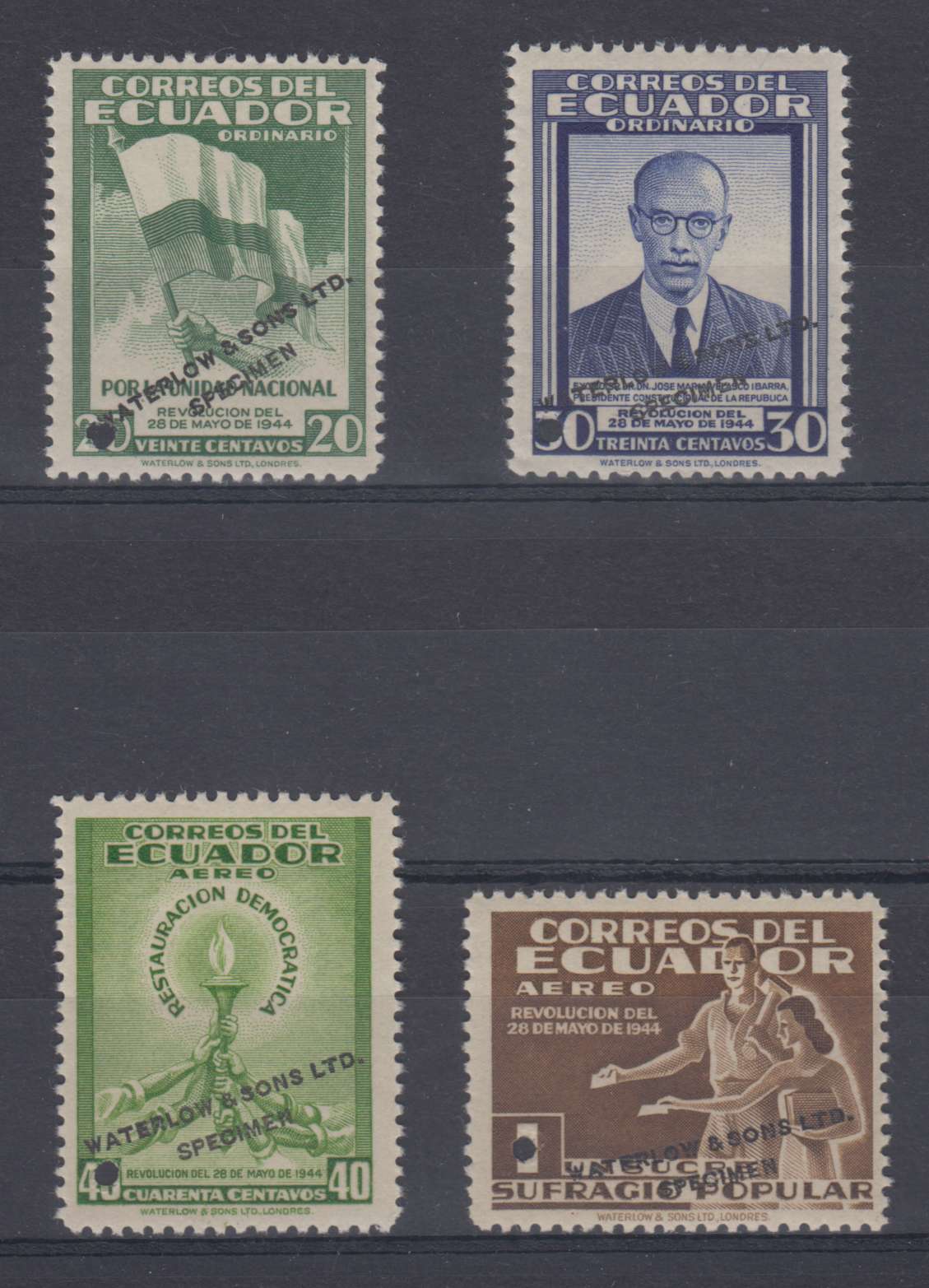 Ecuador 1946 — Revolution issue Scott 460-461 & C152-c153