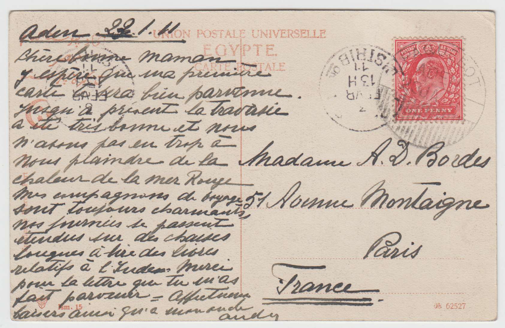 Aden 1911 — Maritime Mail