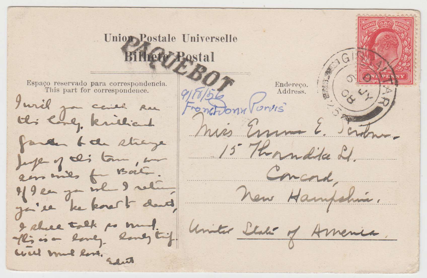 Gibraltar 1908 — Maritime Mail