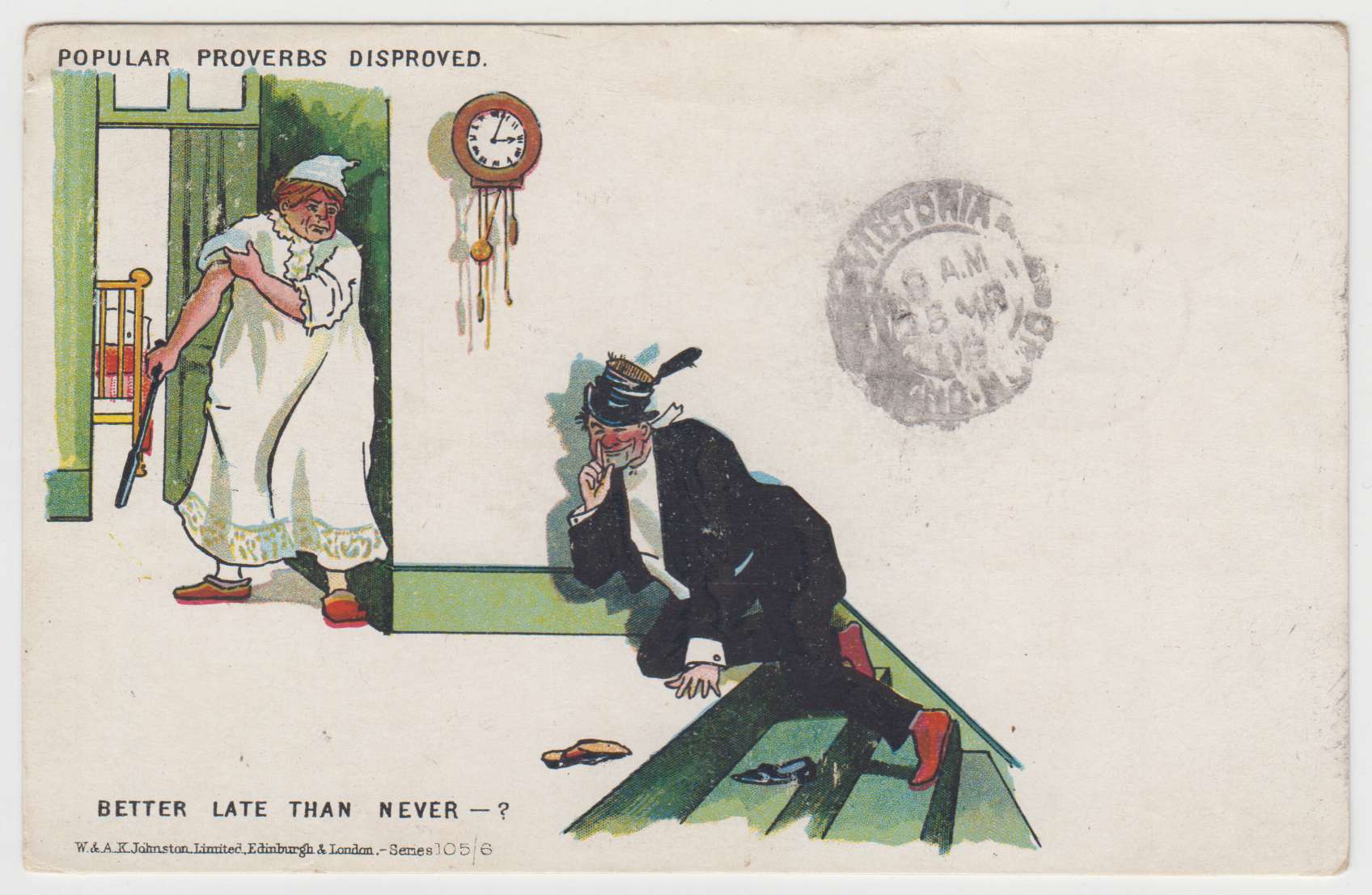 Transvaal 1906 — Better color comic Ppc with Scott 282 tied by "Klerksdorp" 25 Feb 06 to Pekin, China with…