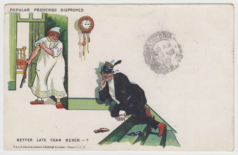 Transvaal 1906 — Better color comic Ppc with Scott 282 tied by "Klerksdorp" 25 Feb 06 to Pekin, China…