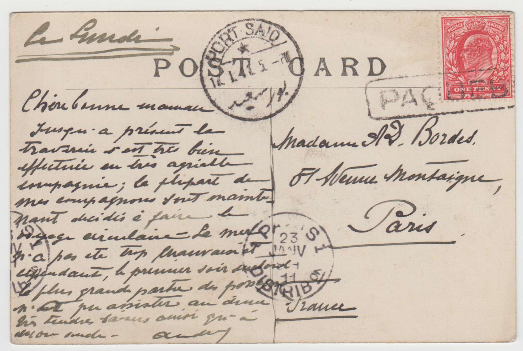 Egypt 1911 — Maritime Mail
