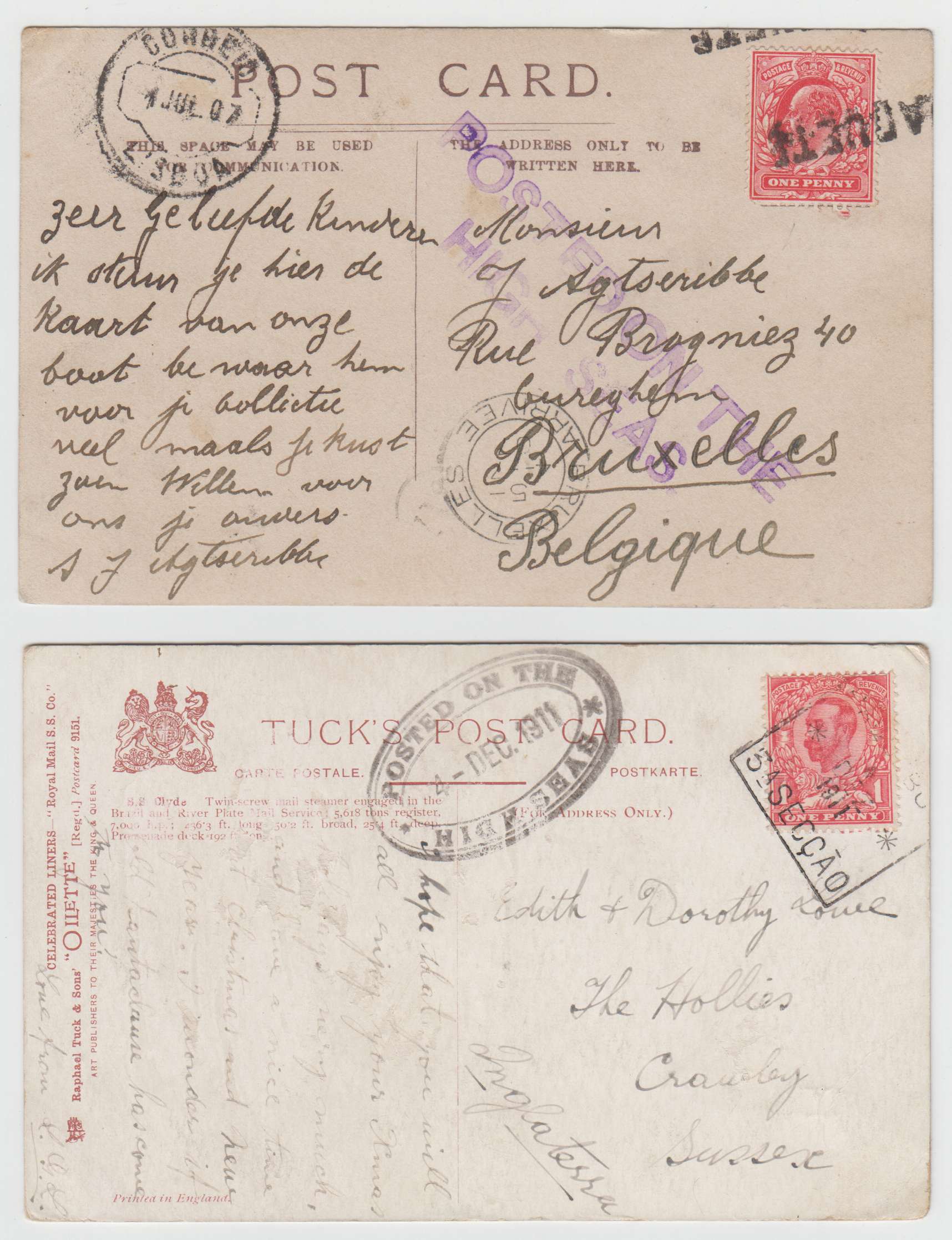 Great Britain 1907 — Maritime Mail