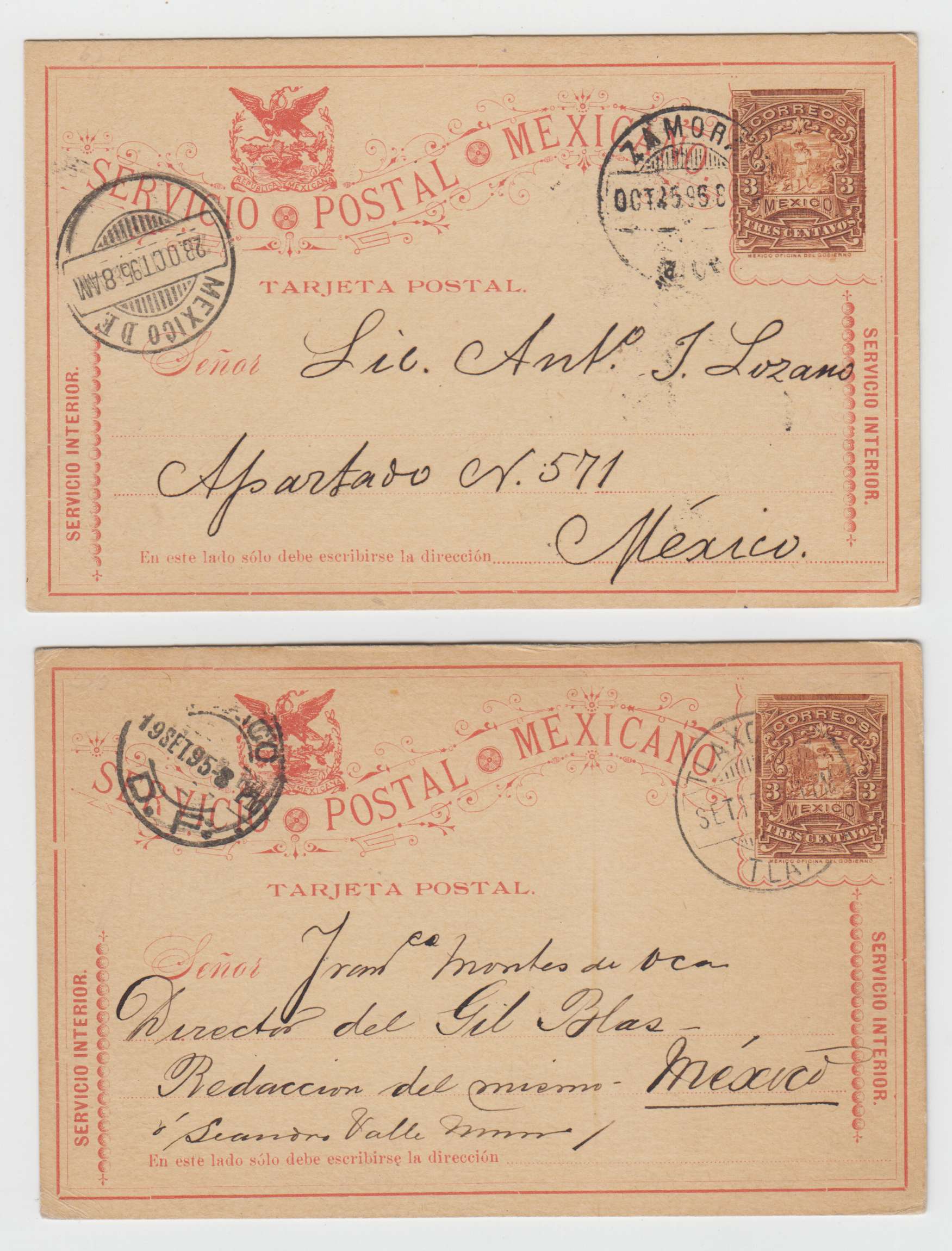 Mexico 1895 — Pc70 type J3 & type K6