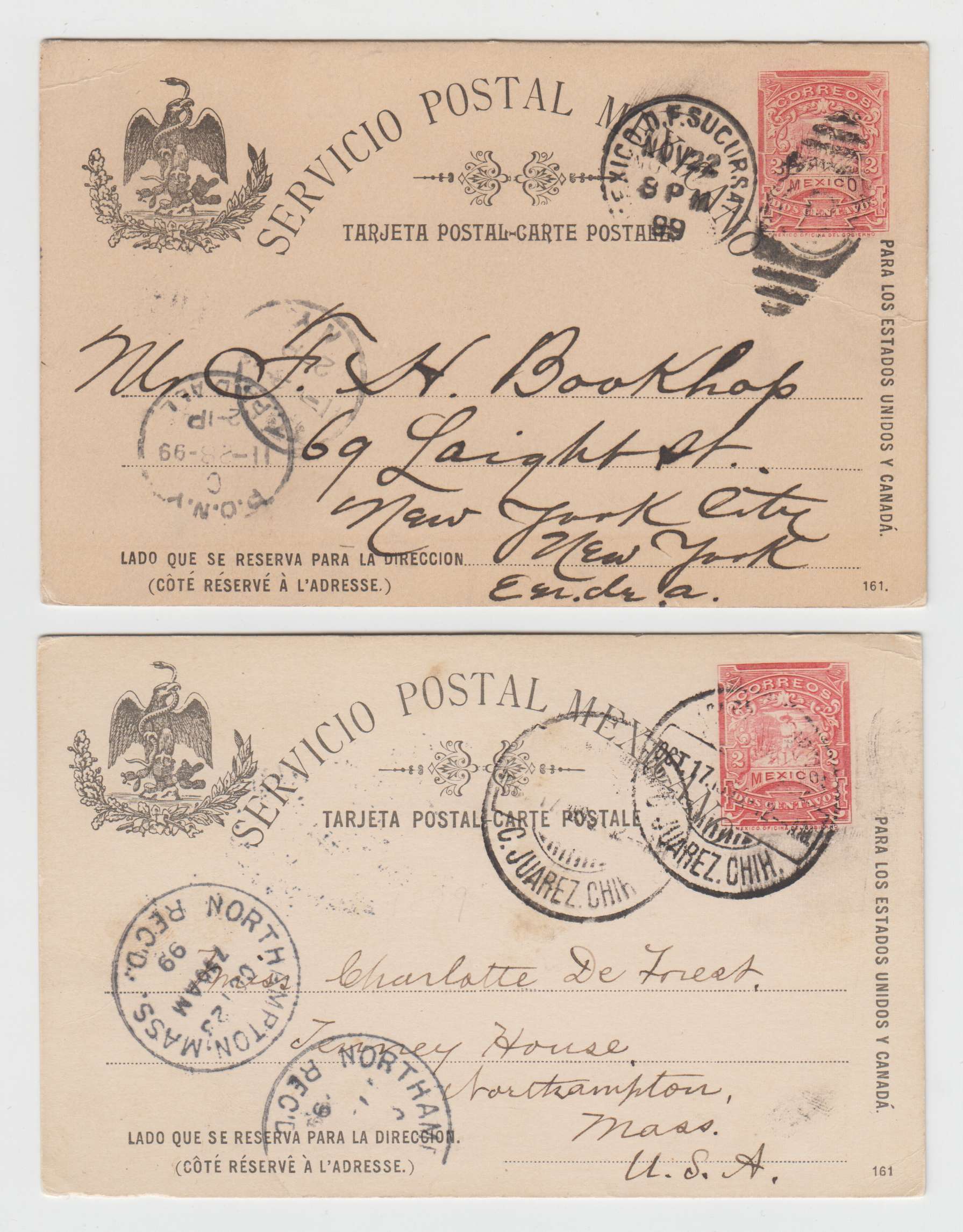 Mexico 1897 — Cards TO Europe & USA