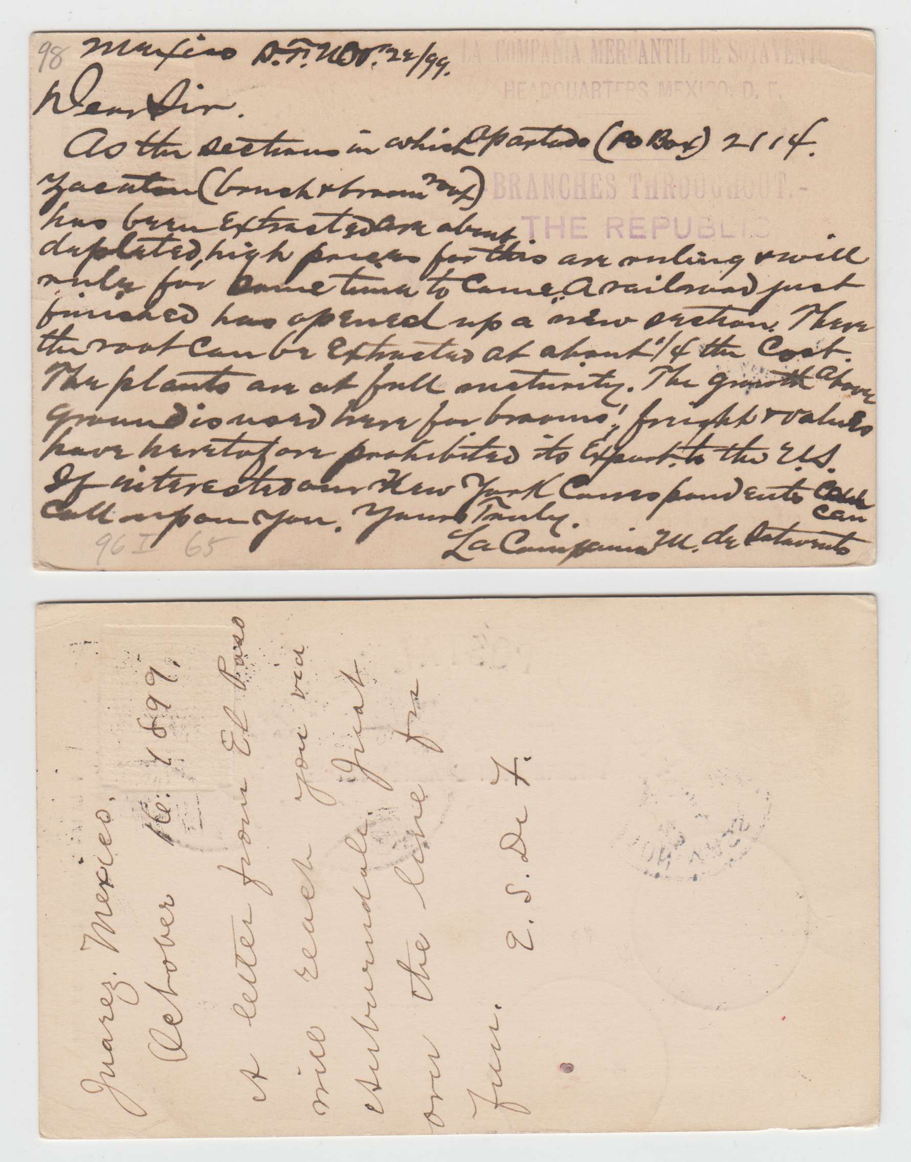 Mexico 1897 — Cards TO Europe & USA