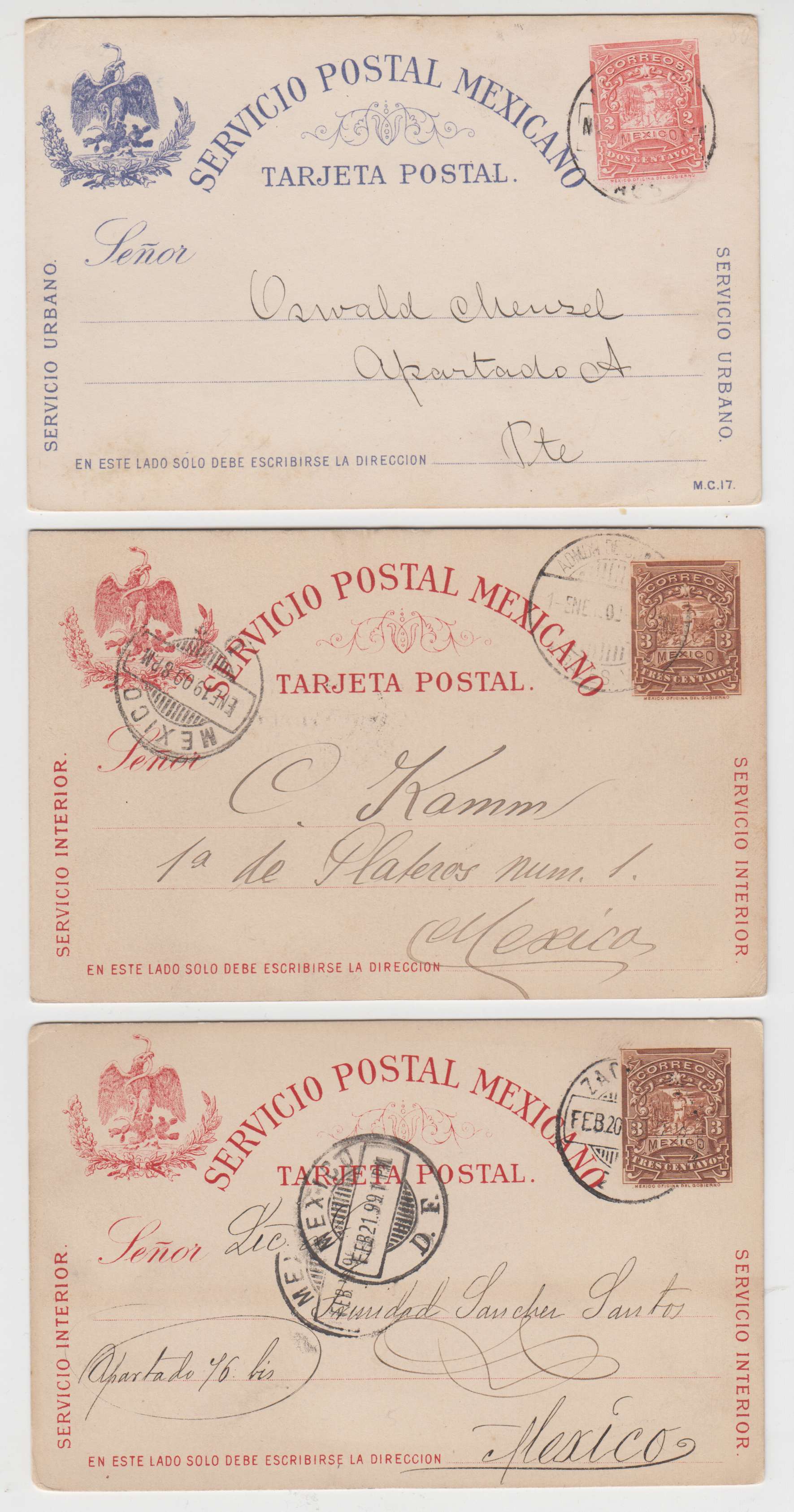 Mexico 1899 — Mepsi Pc84, 86(2x), 90 II & 93 (2x)