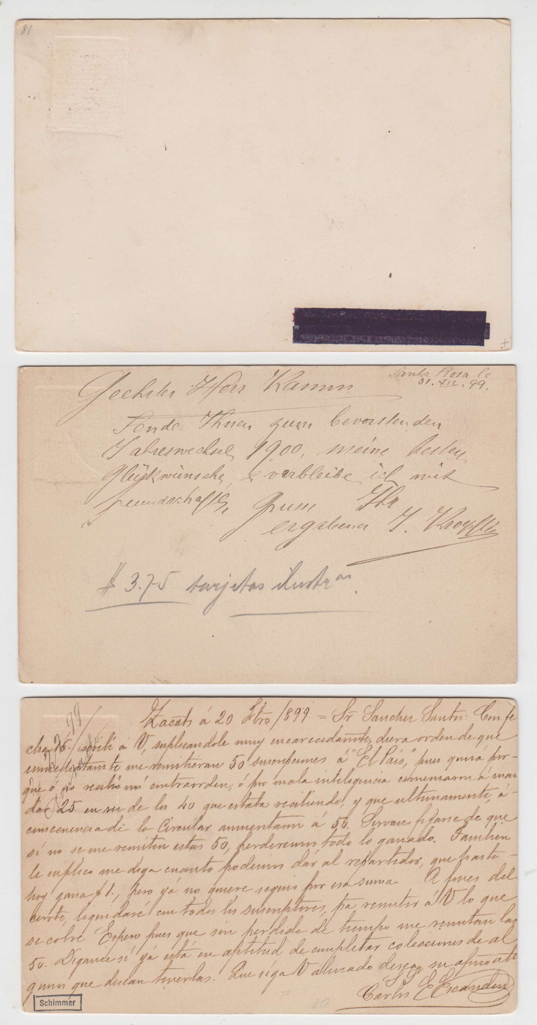 Mexico 1899 — Mepsi Pc84, 86(2x), 90 II & 93 (2x)